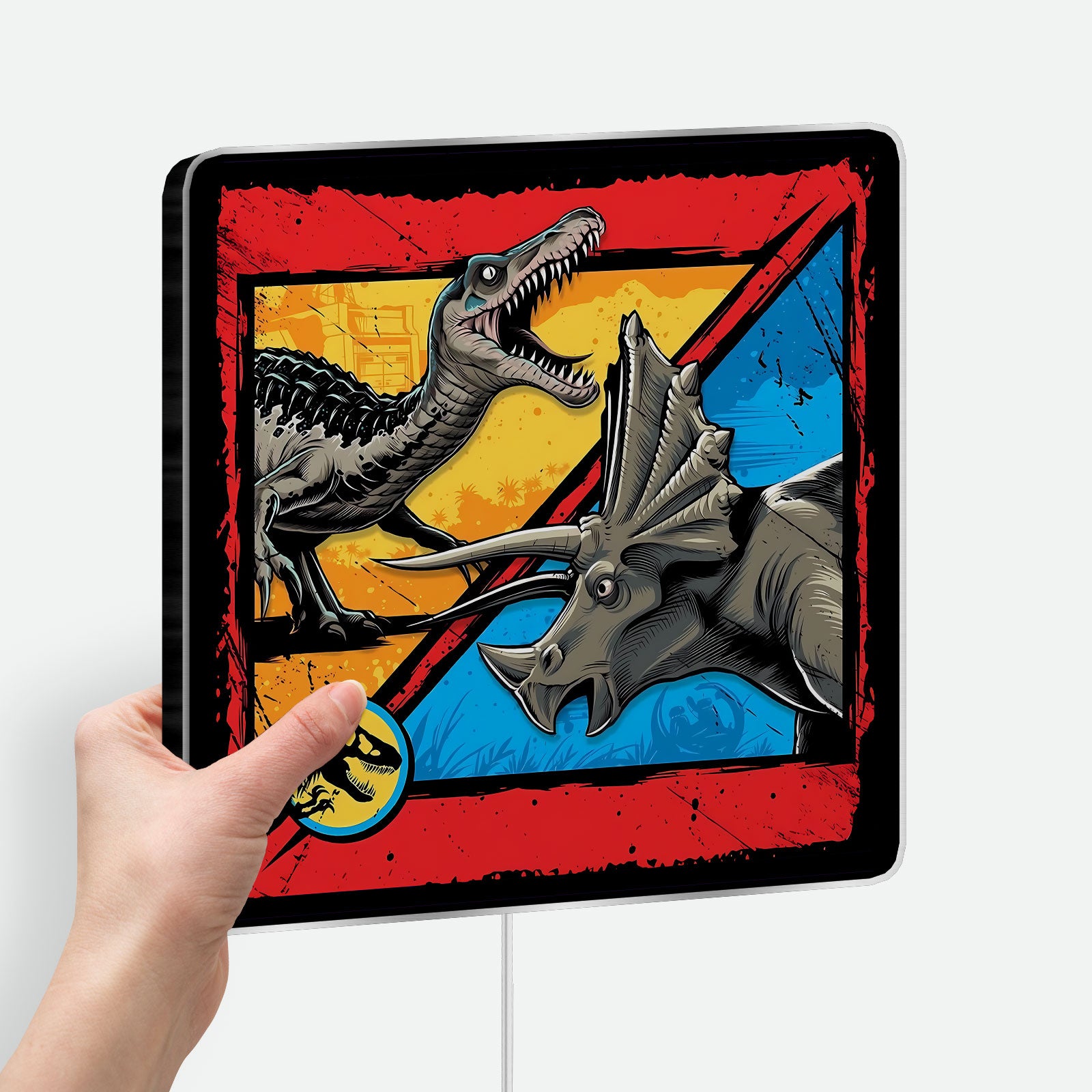 Jurassic World Dino Battle 3D Light - Glowing Dinosaur Night Light, Prehistoric Adventure Decor for Kids Room & Jurassic Park Fans 
