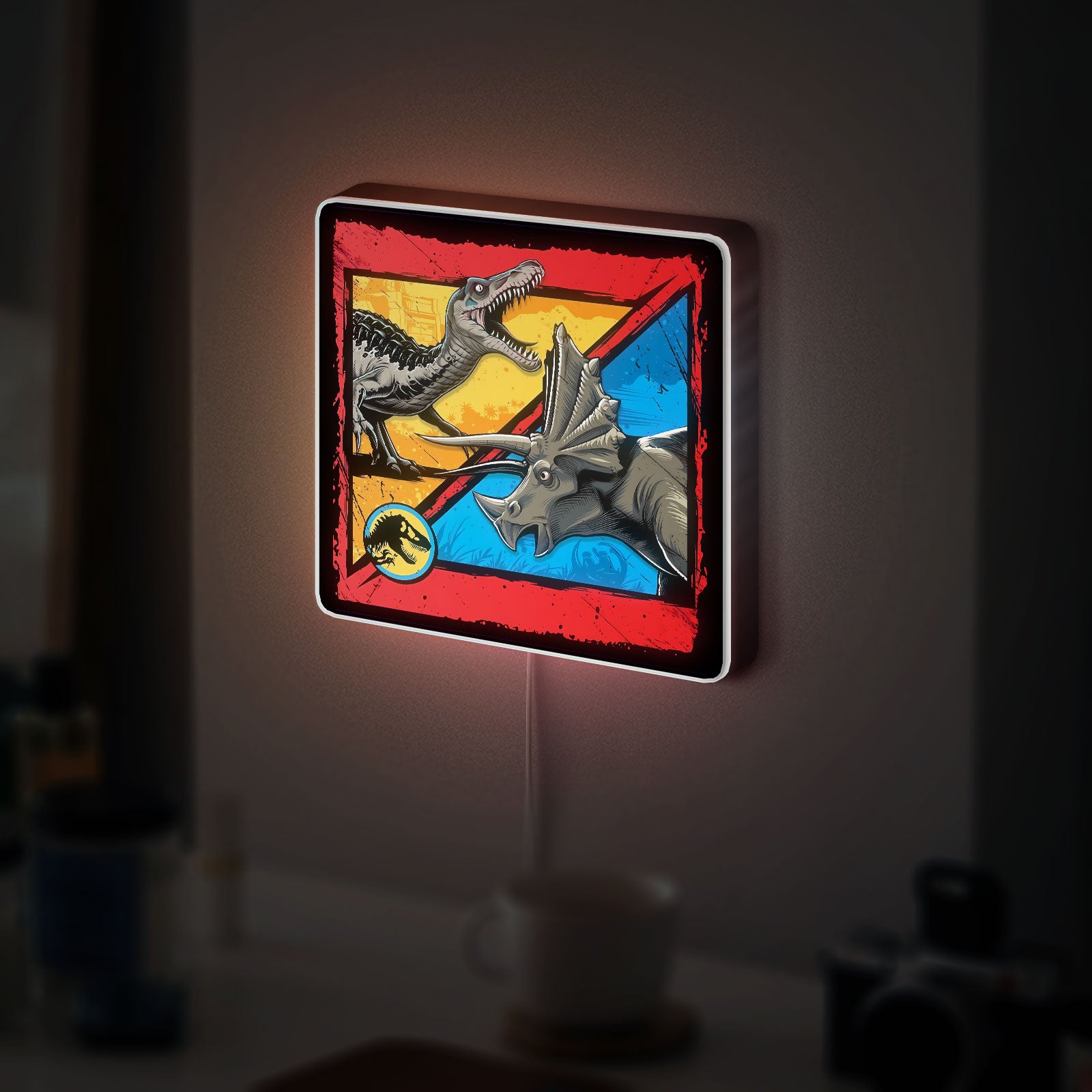 Jurassic World Dino Battle 3D Light - Glowing Dinosaur Night Light, Prehistoric Adventure Decor for Kids Room & Jurassic Park Fans 