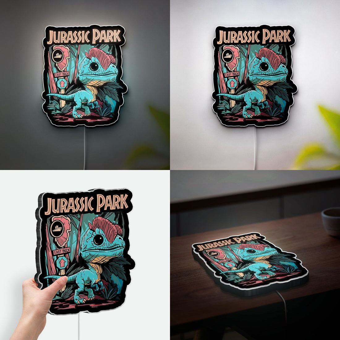 Jurassic Park Dilo 3D Light Box - Glow-in-the-Dark Dinosaur Night Light, Movie-Themed Decor for Fans & Kids Room