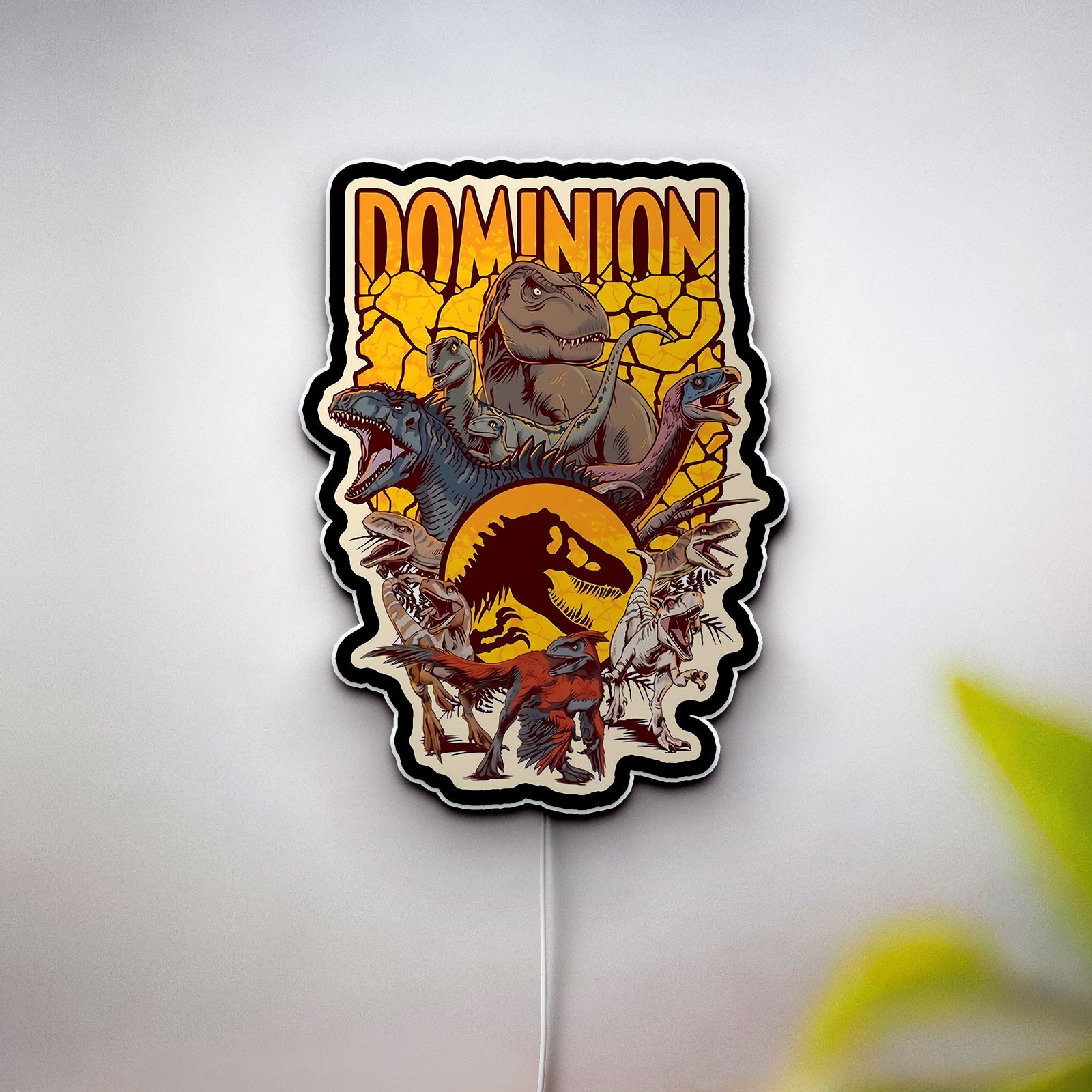 Jurassic World Dominion 3D Light Box - Dinosaur Glow Decor, Official Movie Art LED Night Light for Jurassic Park Fans 