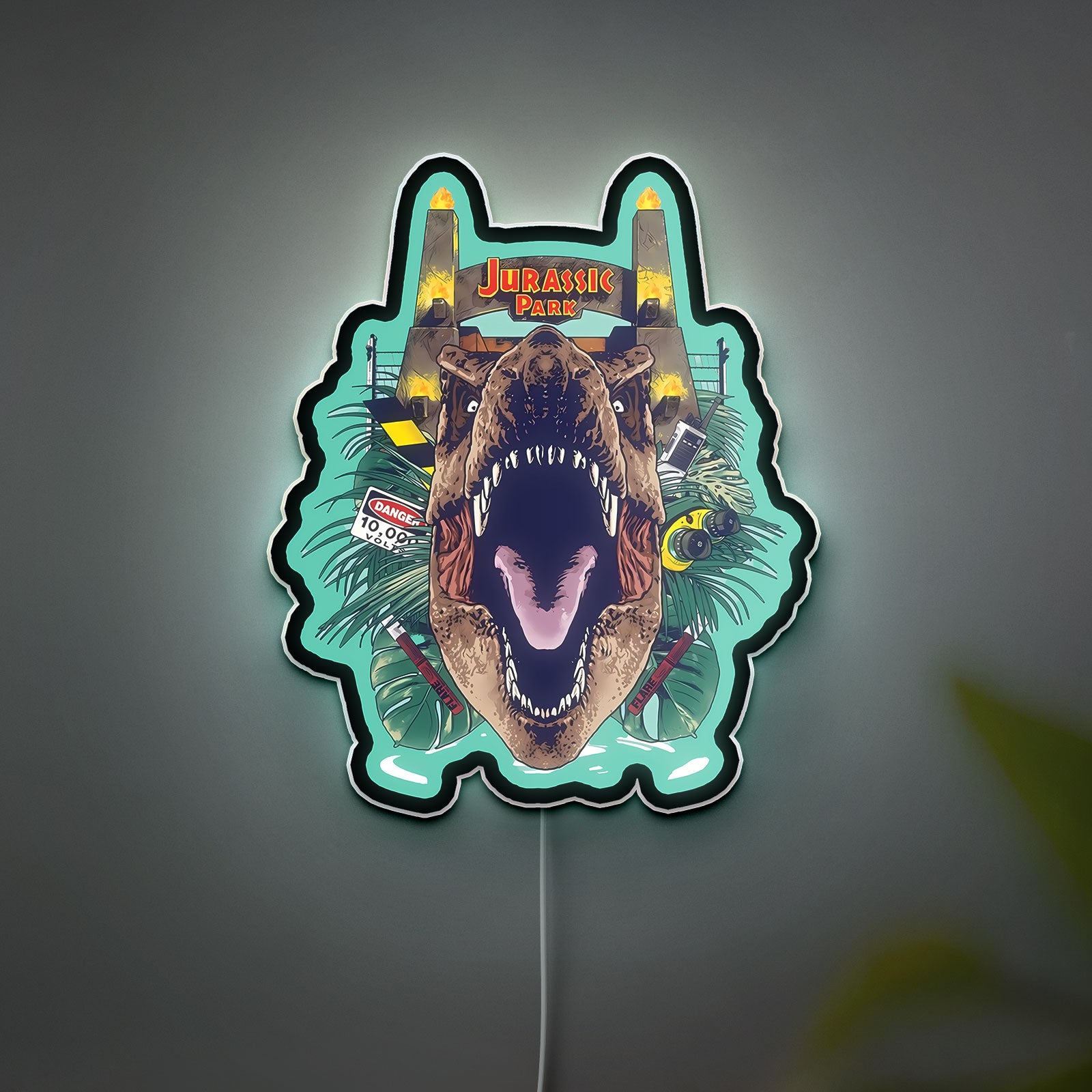 Jurassic Park 3D Light Box - Dinosaur Park Entrance LED Night Light, Movie-Themed Decor for Film Fans & Kids Room 