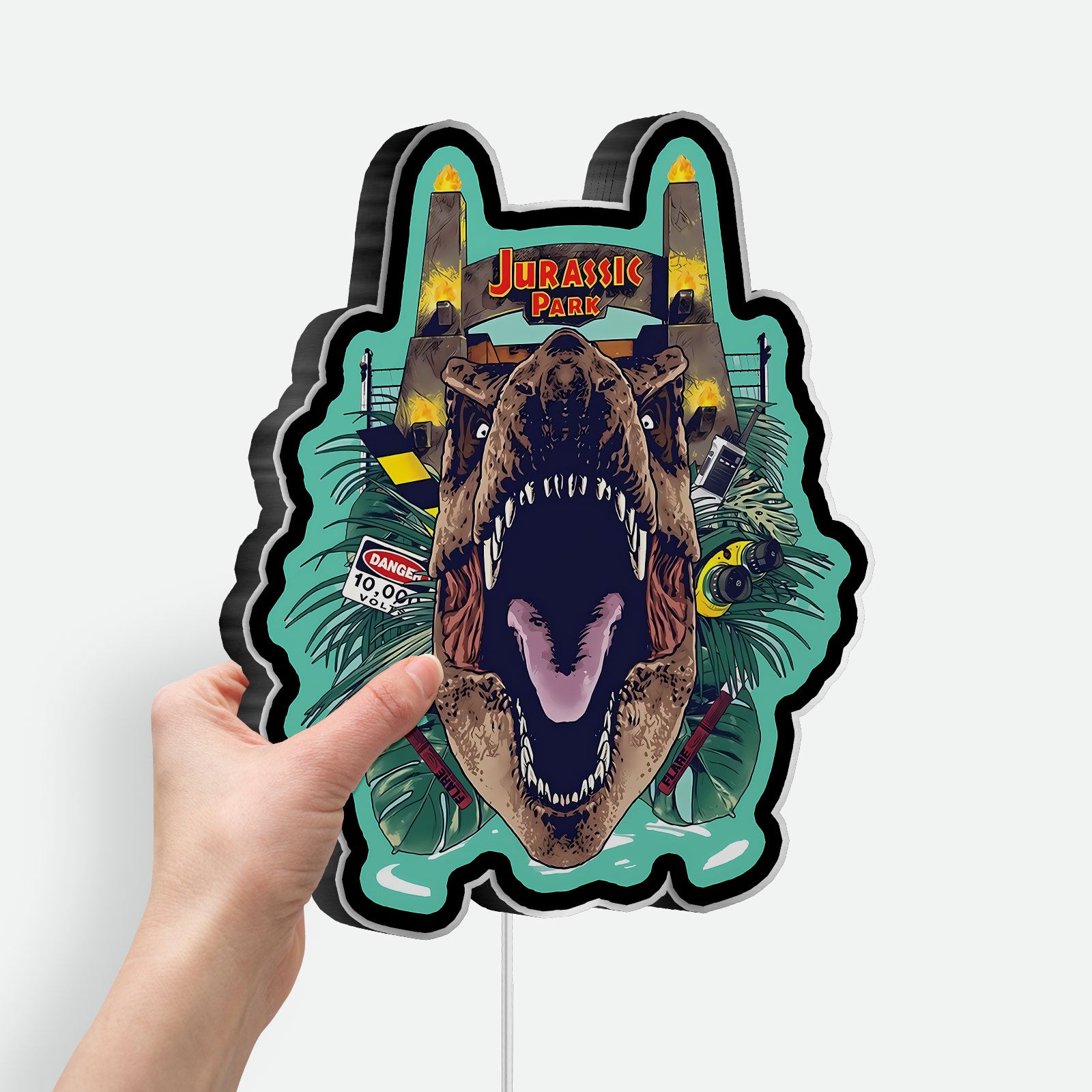 Jurassic Park 3D Light Box - Dinosaur Park Entrance LED Night Light, Movie-Themed Decor for Film Fans & Kids Room 