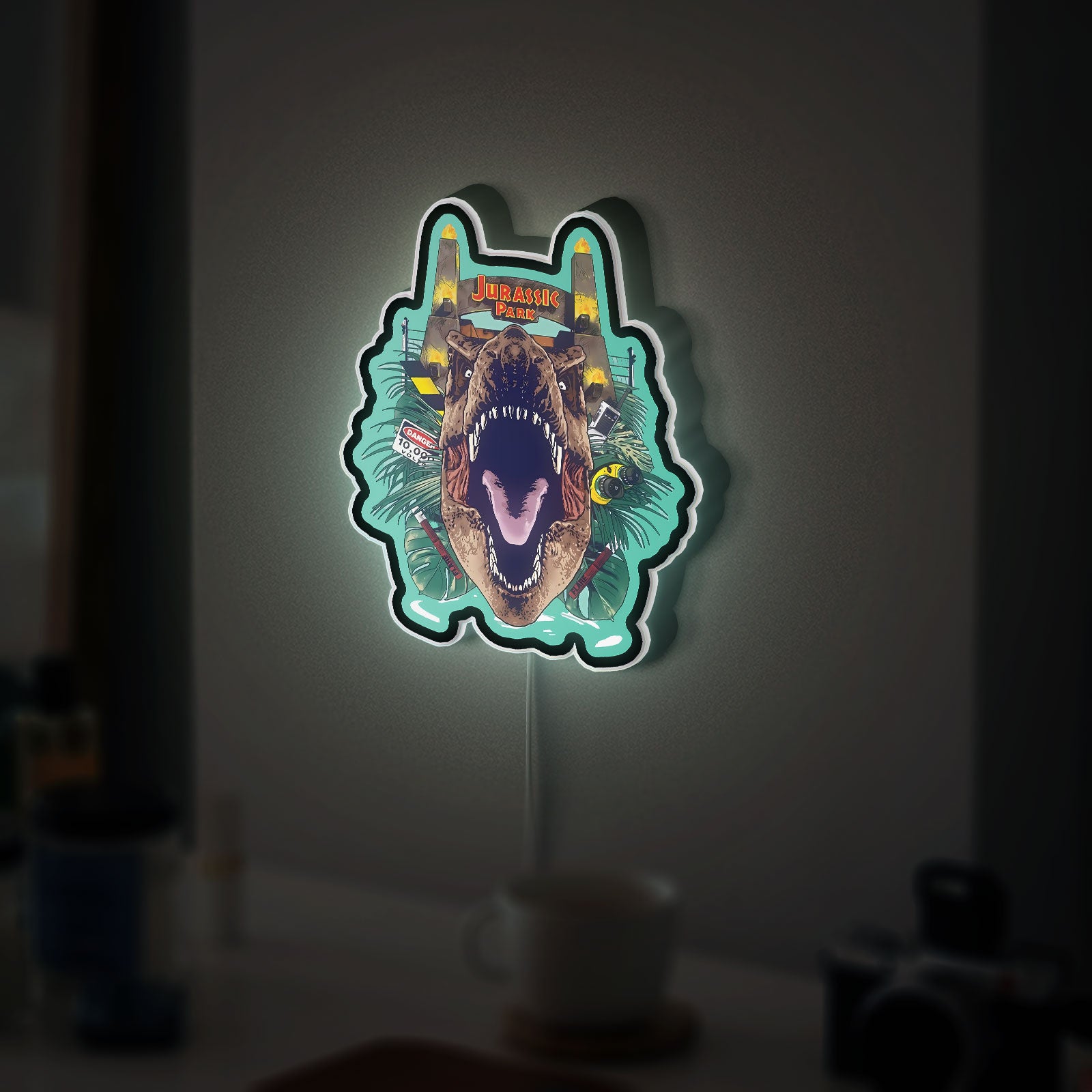 Jurassic Park 3D Light Box - Dinosaur Park Entrance LED Night Light, Movie-Themed Decor for Film Fans & Kids Room 