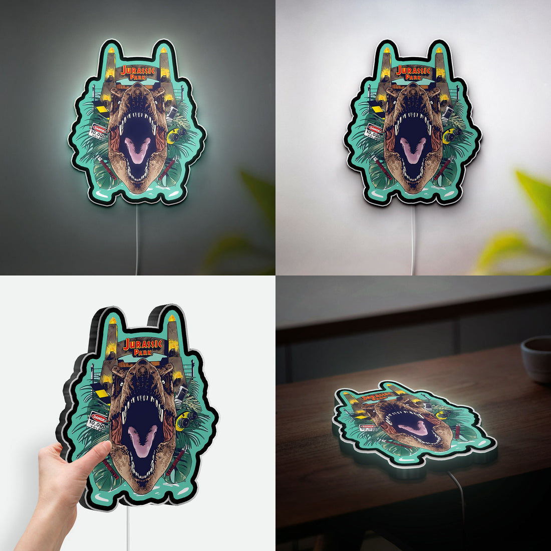 Jurassic Park 3D Light Box - Dinosaur Park Entrance LED Night Light, Movie-Themed Decor for Film Fans & Kids Room 