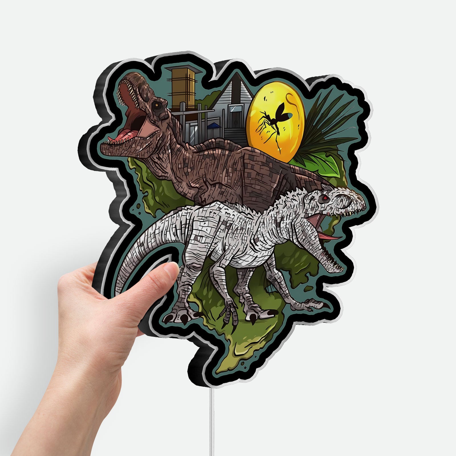 Jurassic World Dinosaur 3D Light Box - Indominus Rex LED Night Light, Prehistoric Decor for Dino Fans, Cool Gift for Kids Room 