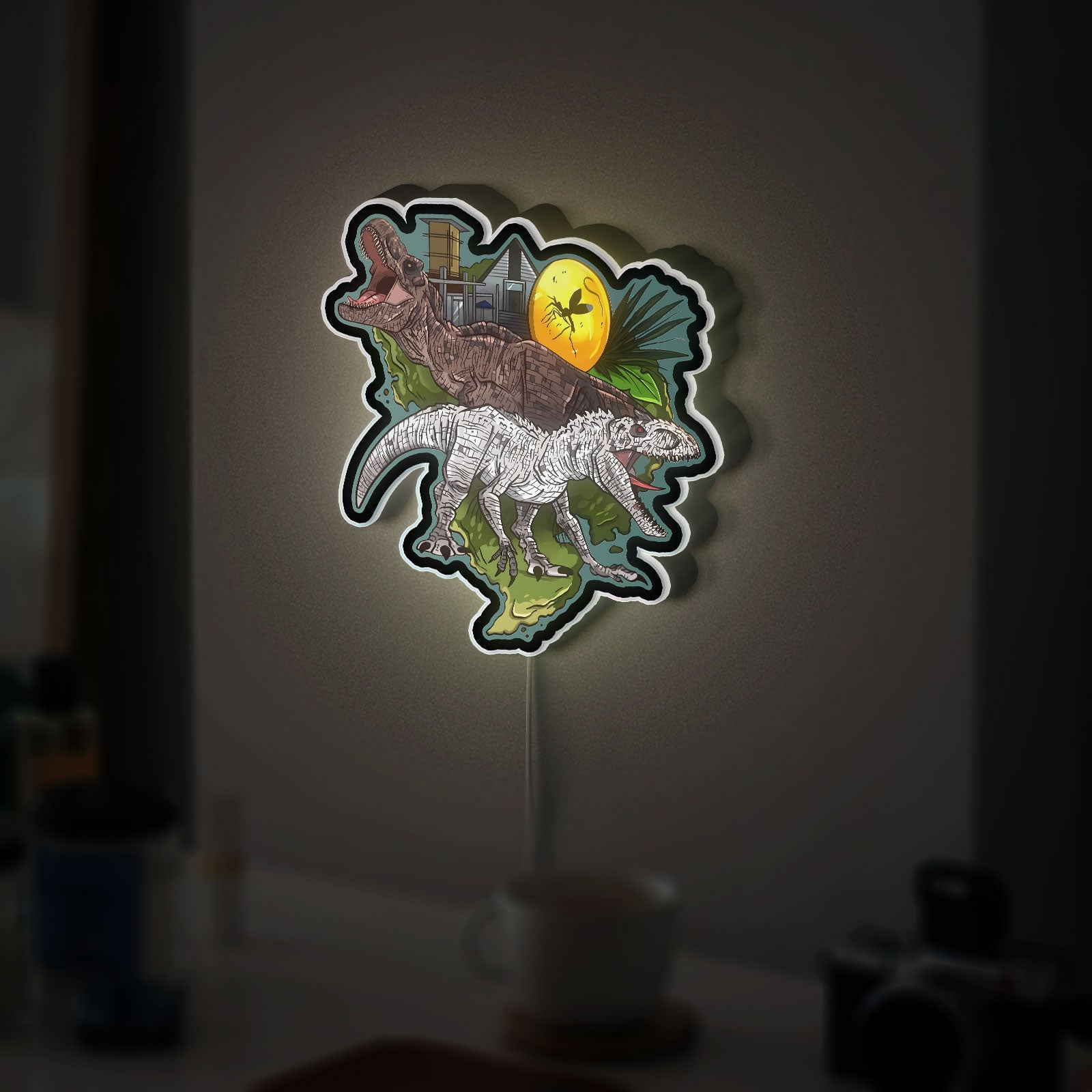 Jurassic World Dinosaur 3D Light Box - Indominus Rex LED Night Light, Prehistoric Decor for Dino Fans, Cool Gift for Kids Room 