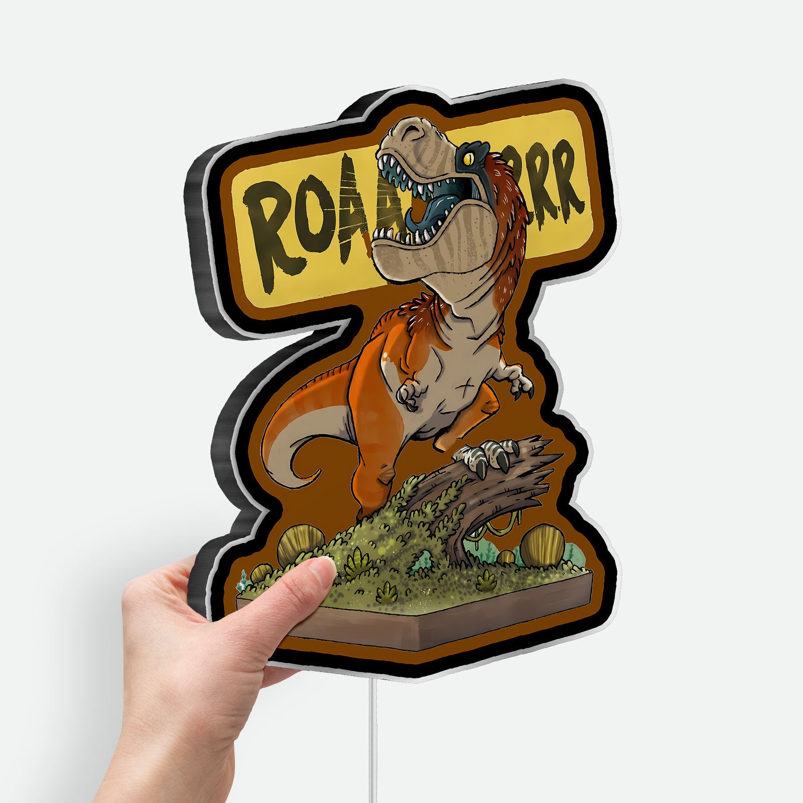 Dinosaur 3D Light Box - T-Rex LED Night Light, Scary Jurassic Cartoon Decor for Dino & Sci-Fi Fans
