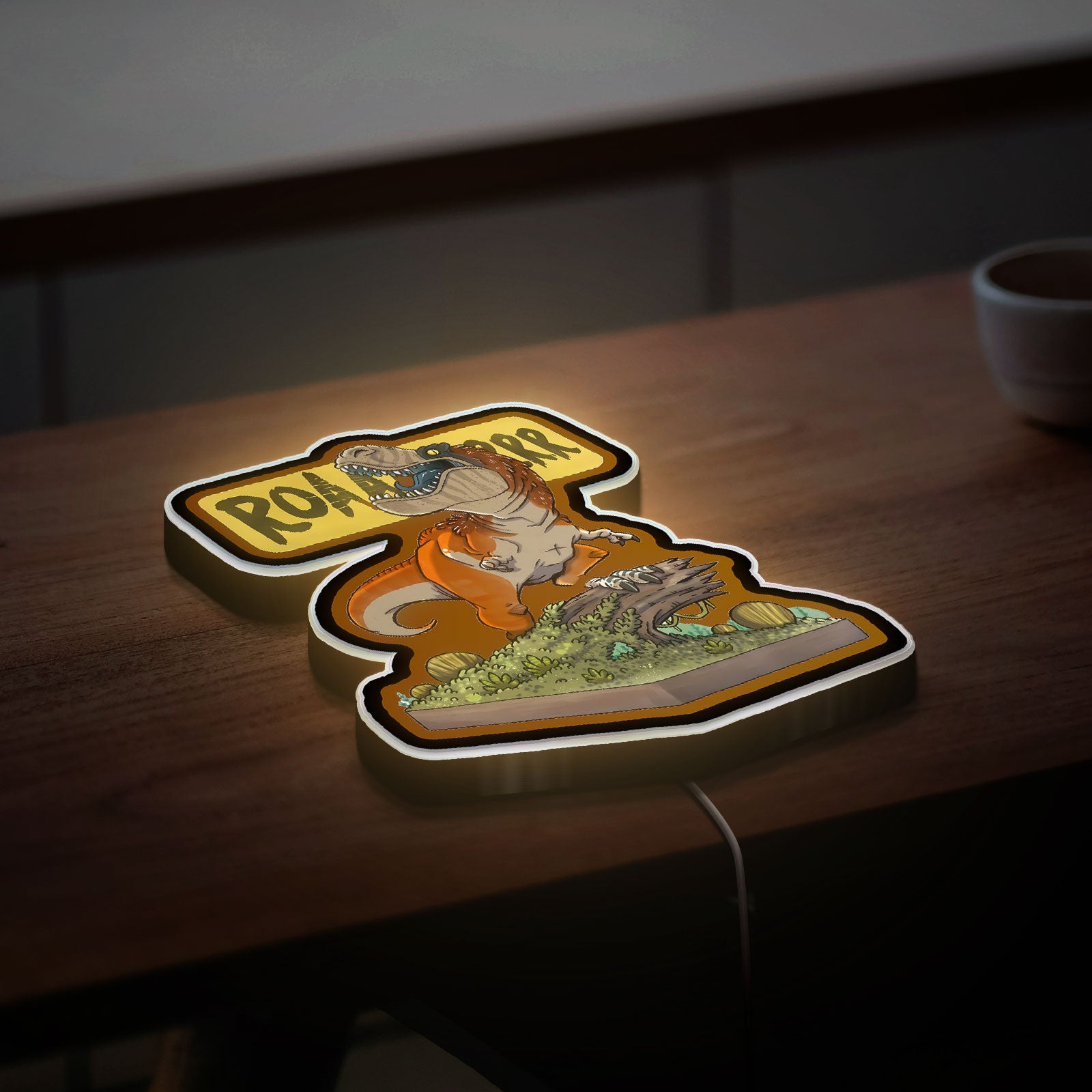 Dinosaur 3D Light Box - T-Rex LED Night Light, Scary Jurassic Cartoon Decor for Dino & Sci-Fi Fans

