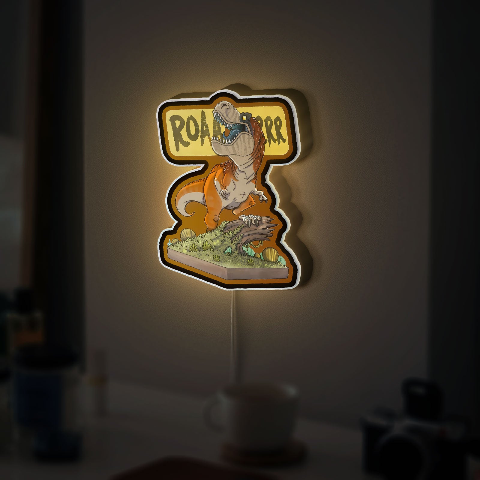 Dinosaur 3D Light Box - T-Rex LED Night Light, Scary Jurassic Cartoon Decor for Dino & Sci-Fi Fans

