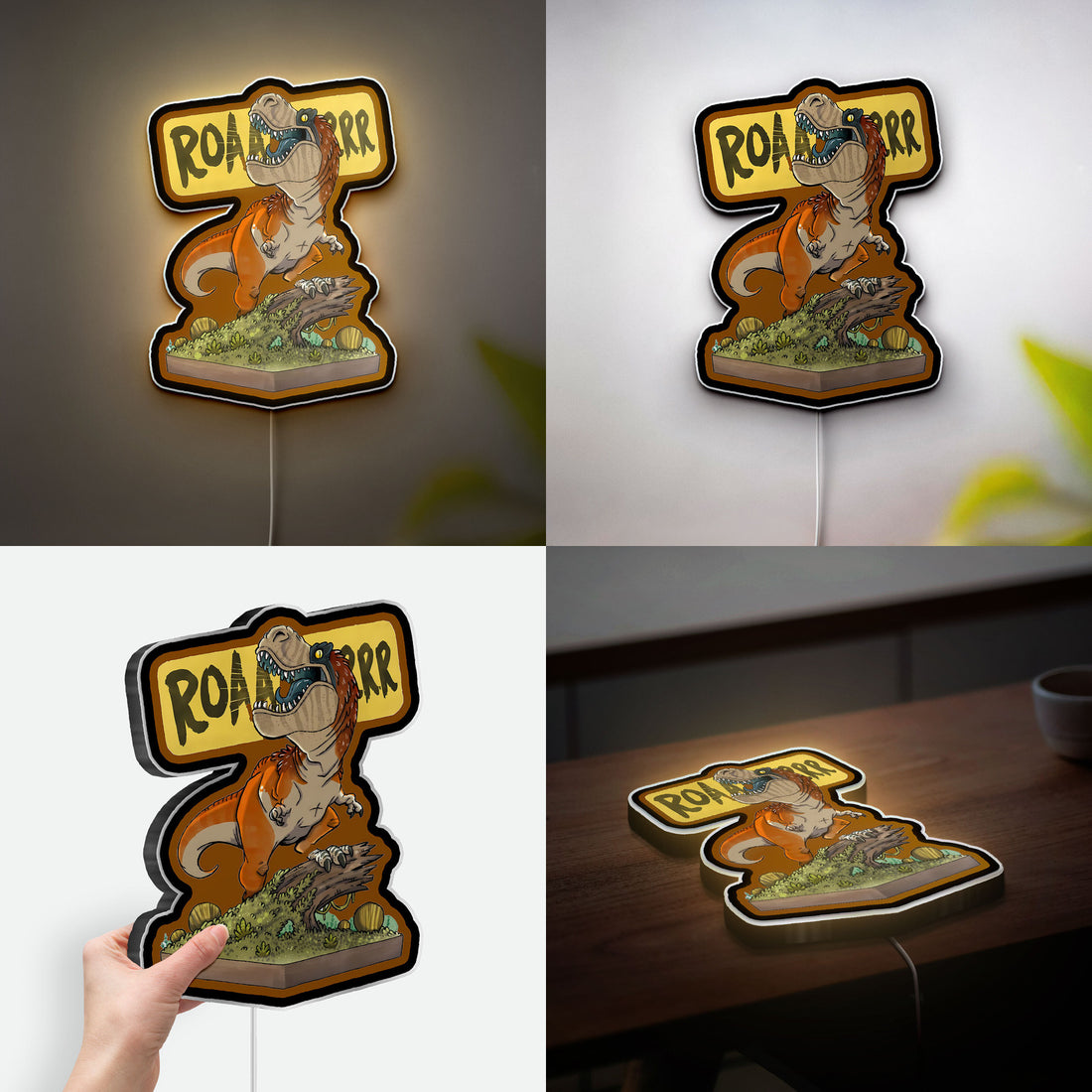 Dinosaur 3D Light Box - T-Rex LED Night Light, Scary Jurassic Cartoon Decor for Dino & Sci-Fi Fans
