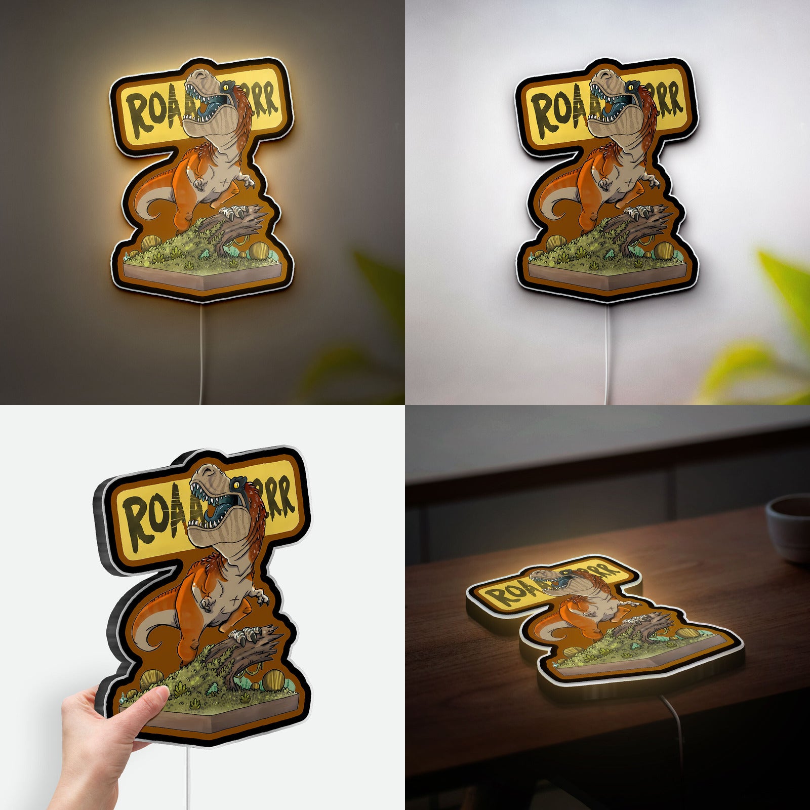 Dinosaur 3D Light Box - T-Rex LED Night Light, Scary Jurassic Cartoon Decor for Dino & Sci-Fi Fans
