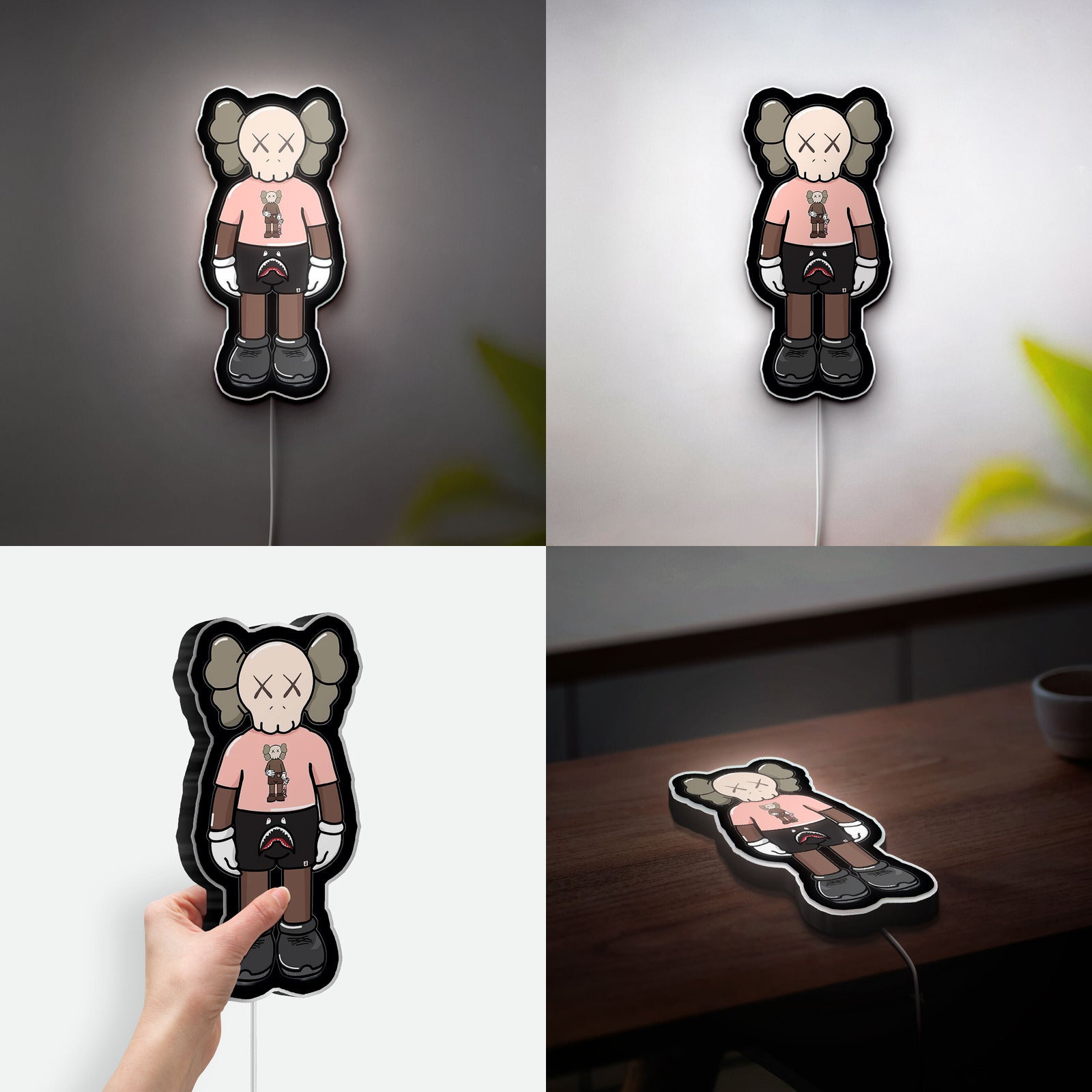 KAWS Inspired 3D Light Box - Modern Art LED Night Light, Hypebeast Decor for Urban Art Collectors & Street Style Fans 