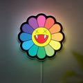Takashi Murakami Inspired 3D Light Box - Rainbow Flower & Smiley LED Art, Japanese Pop Art Decor for Modern Homes 
