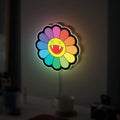 Takashi Murakami Inspired 3D Light Box - Rainbow Flower & Smiley LED Art, Japanese Pop Art Decor for Modern Homes 