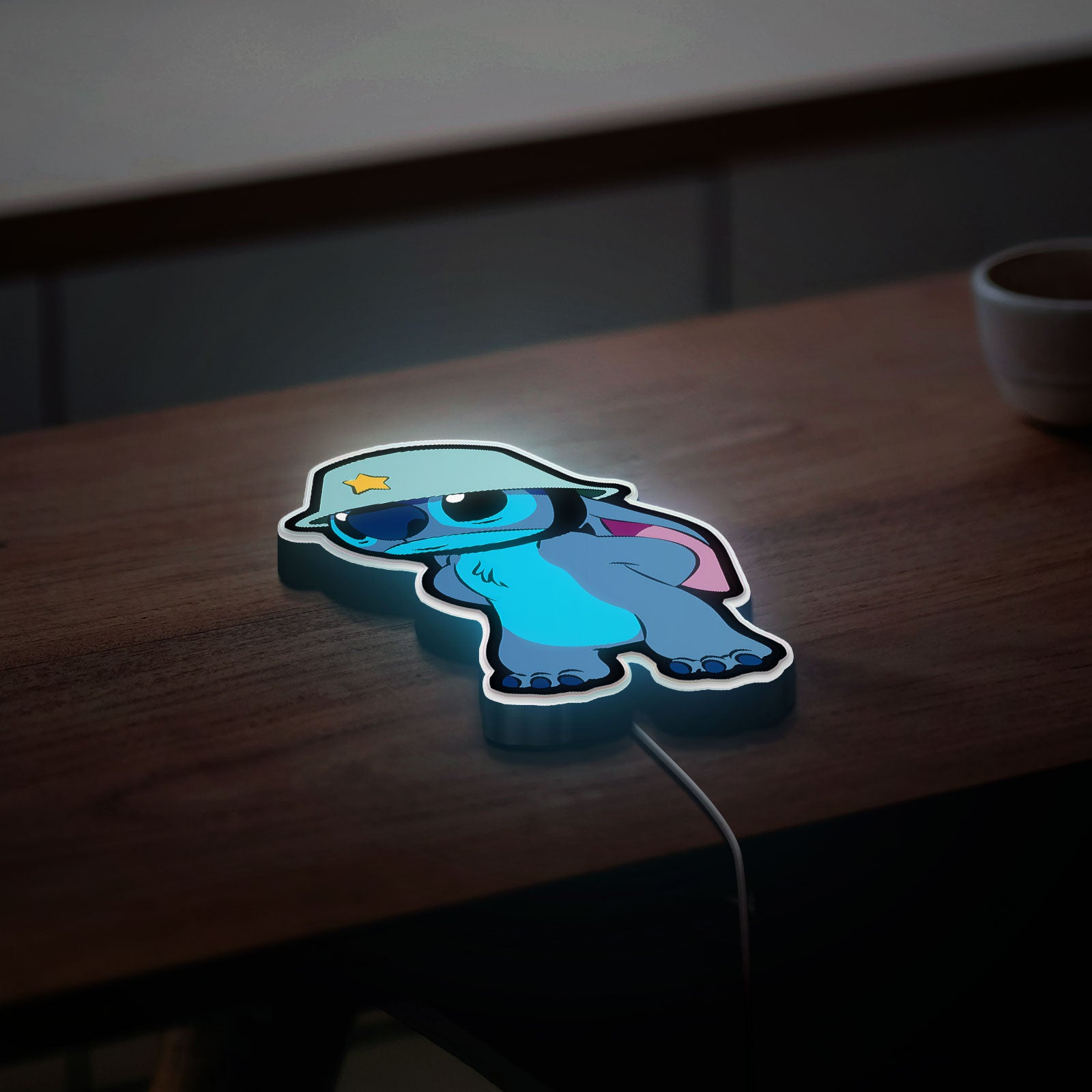 Stitch with Helmet 3D Light Box - Cute Disney LED Night Light, Lilo & Stitch Character Decor for Kids Room 