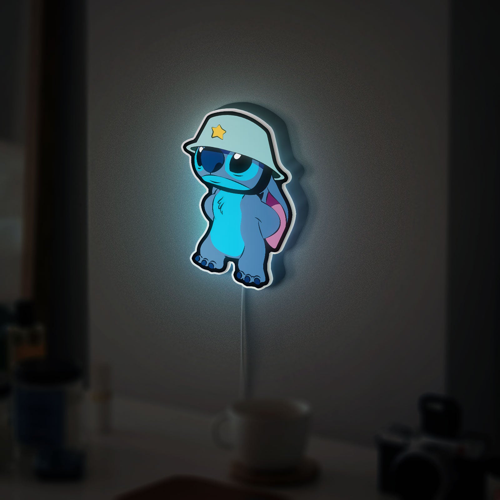 Stitch with Helmet 3D Light Box - Cute Disney LED Night Light, Lilo & Stitch Character Decor for Kids Room 