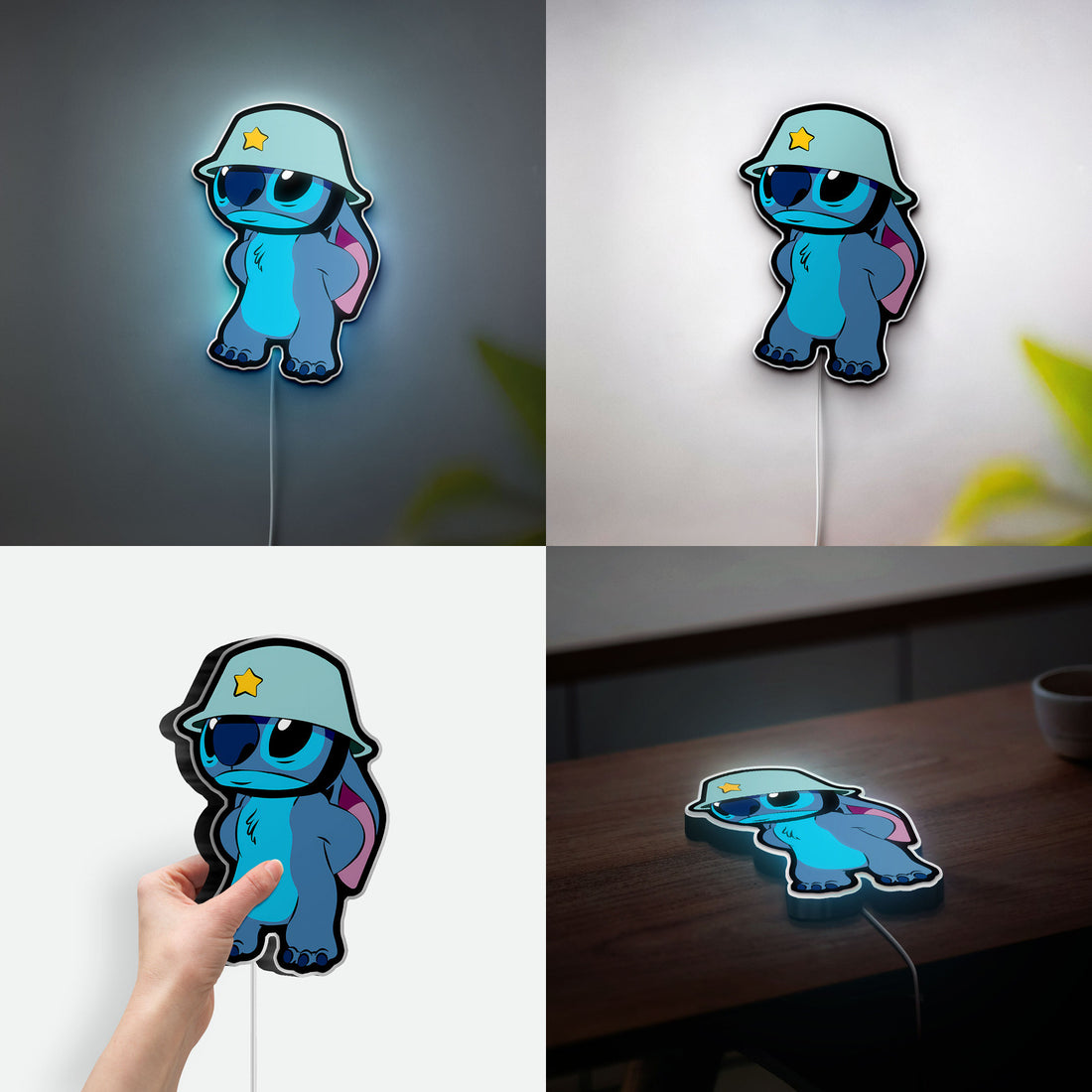Stitch with Helmet 3D Light Box - Cute Disney LED Night Light, Lilo & Stitch Character Decor for Kids Room 