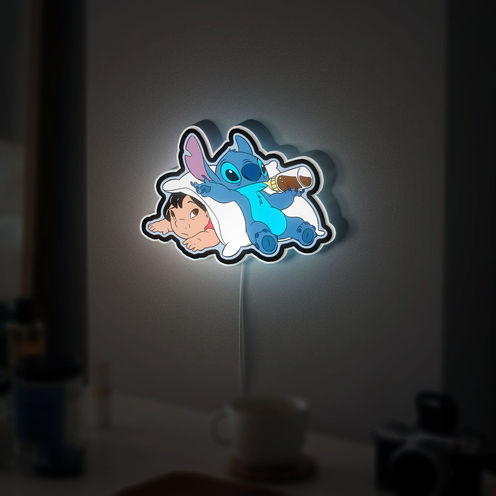 Lilo & Stitch 3D Light Box - Custom Disney Character LED Night Light, Personalized Kids Room Decor, Cute Cartoon Wall Art 