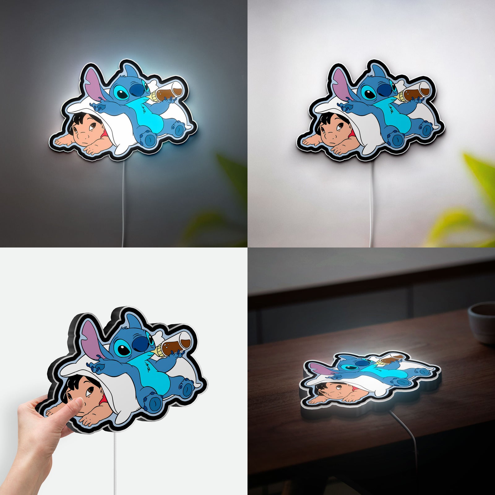 Lilo & Stitch 3D Light Box - Custom Disney Character LED Night Light, Personalized Kids Room Decor, Cute Cartoon Wall Art 