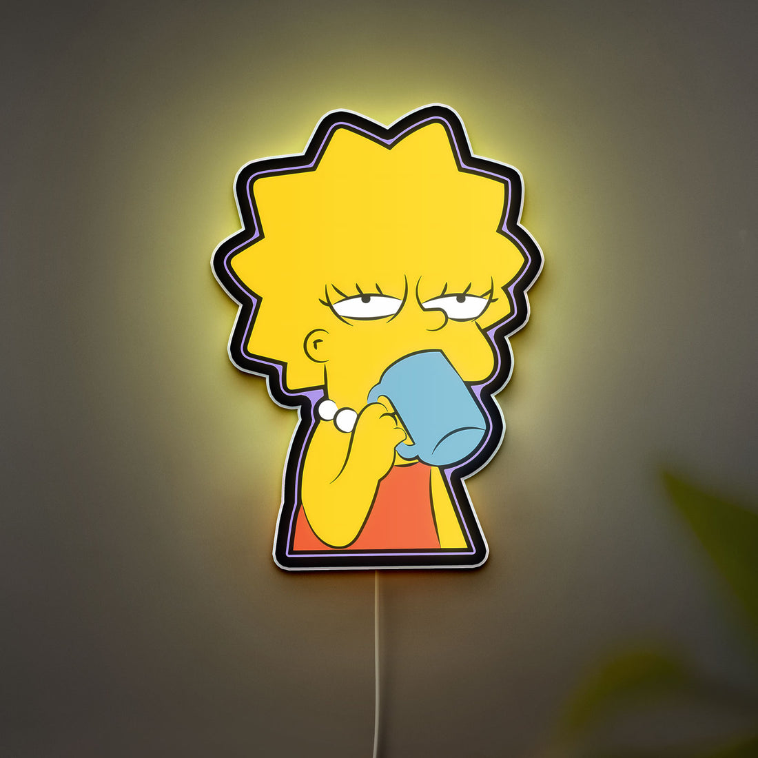 The Simpsons Lisa Light Box - Sleepy Lisa & Coffee 3D LED Night Light, Cartoon Character Decor for Fans
