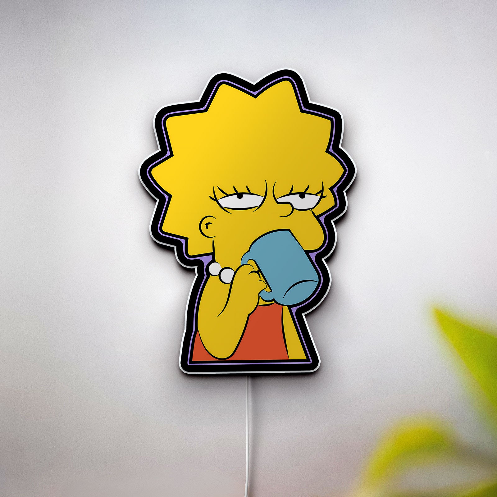 The Simpsons Lisa Light Box - Sleepy Lisa & Coffee 3D LED Night Light, Cartoon Character Decor for Fans