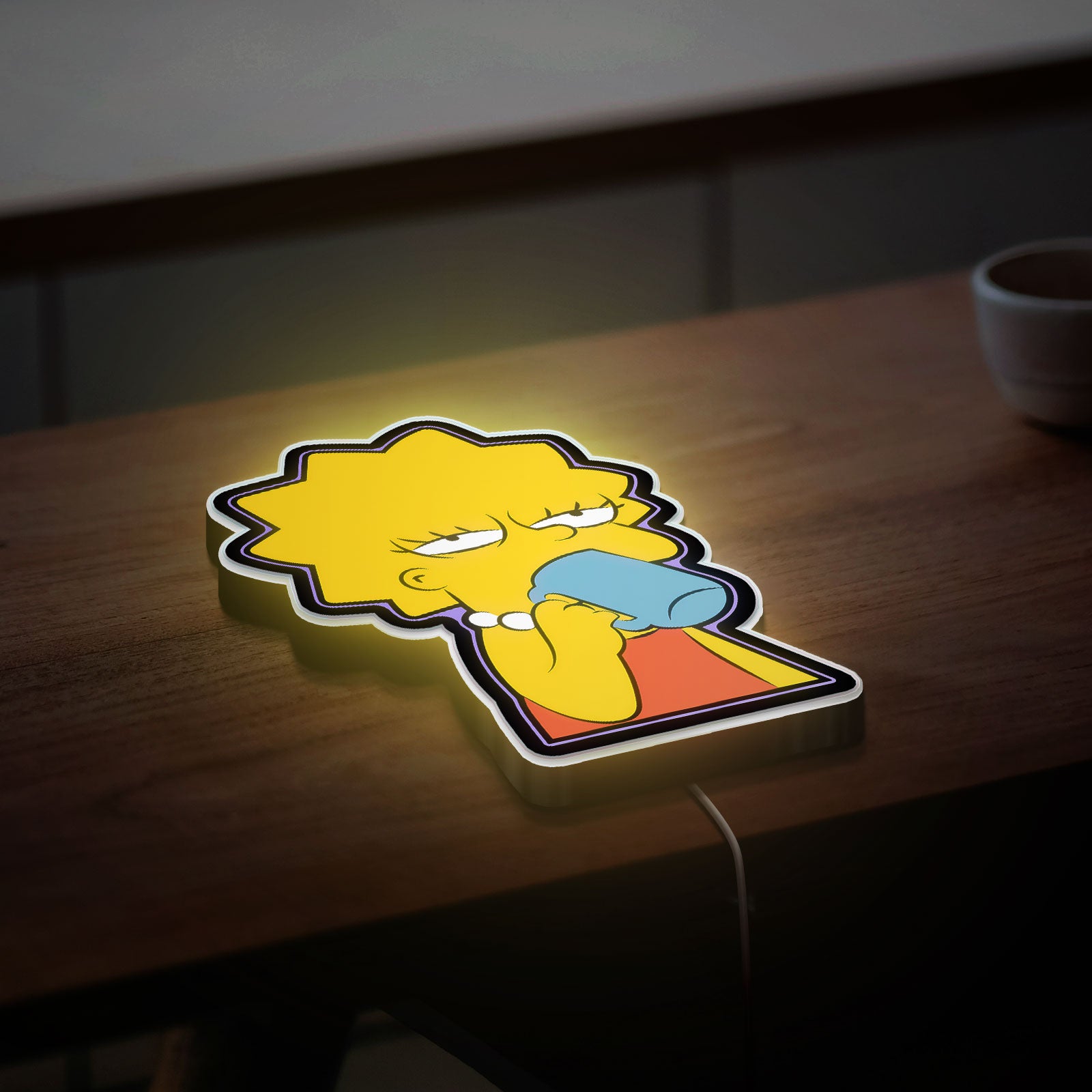 The Simpsons Lisa Light Box - Sleepy Lisa & Coffee 3D LED Night Light, Cartoon Character Decor for Fans