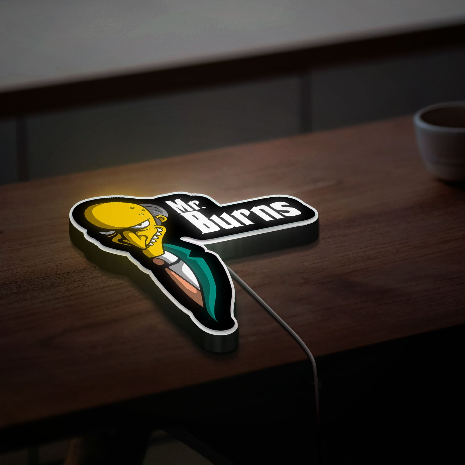 Mr. Burns 3D Light Box - The Simpsons Character LED Night Light, Funny Cartoon Decor for Fans & Office Humor Gift 
