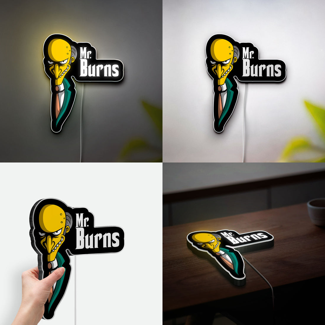 Mr. Burns 3D Light Box - The Simpsons Character LED Night Light, Funny Cartoon Decor for Fans & Office Humor Gift 
