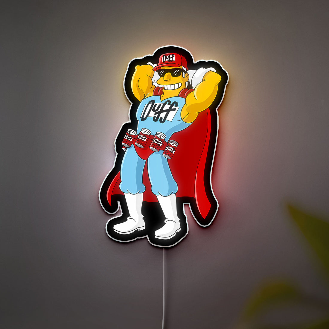Duffman 3D Light Box - The Simpsons Beer LED Night Light, Cool Cartoon Bar Decor for Man Cave & Duff Fans 