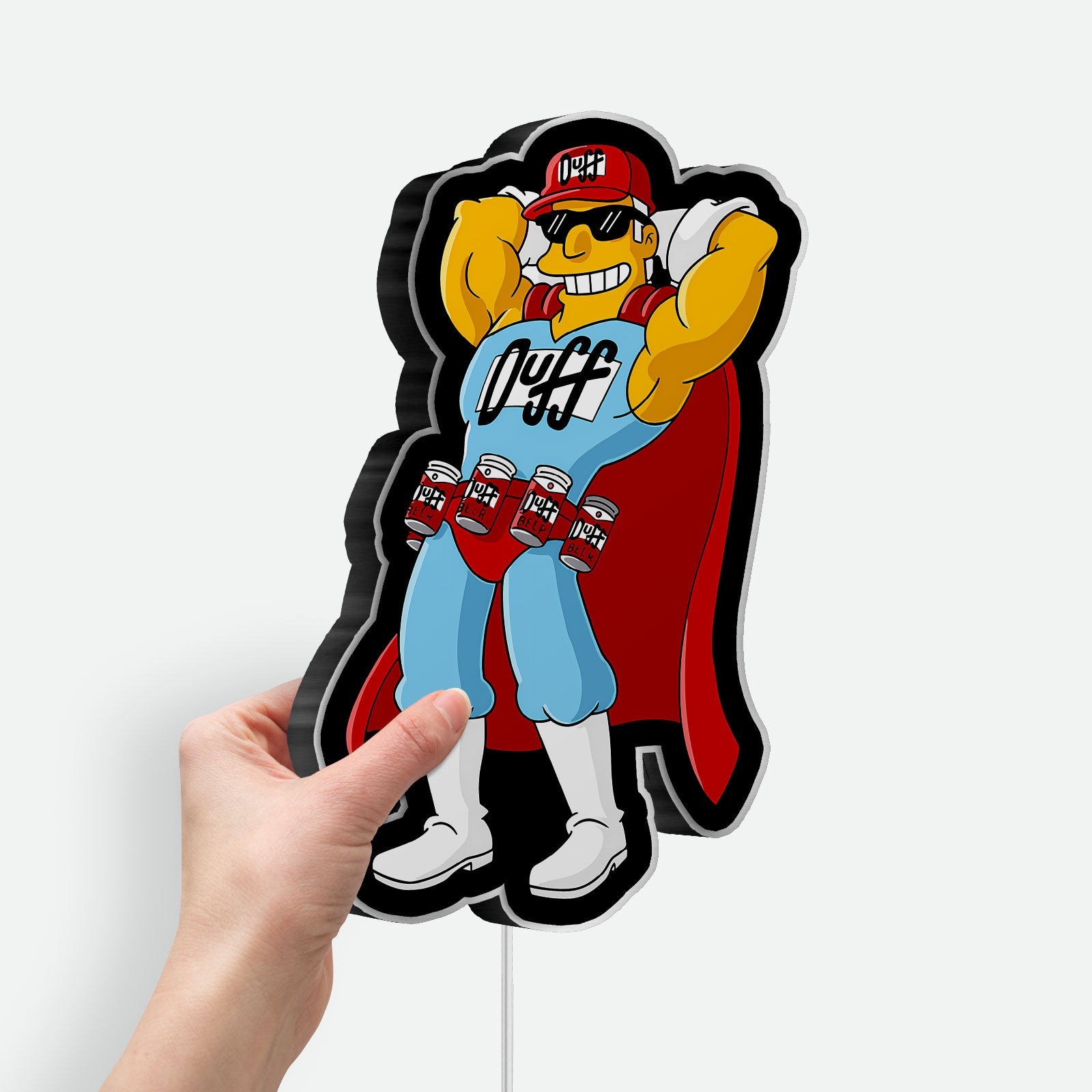 Duffman 3D Light Box - The Simpsons Beer LED Night Light, Cool Cartoon Bar Decor for Man Cave & Duff Fans 