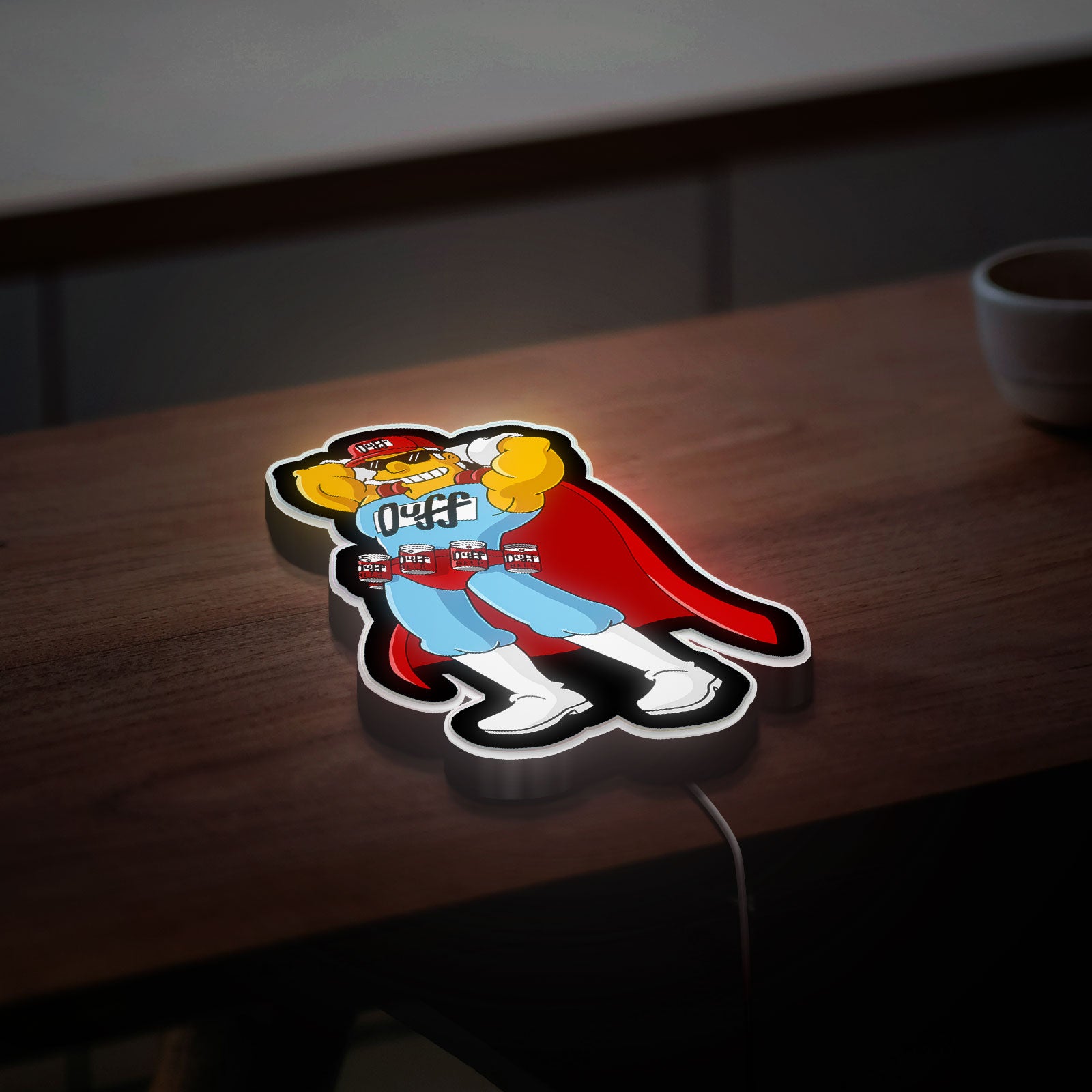 Duffman 3D Light Box - The Simpsons Beer LED Night Light, Cool Cartoon Bar Decor for Man Cave & Duff Fans 