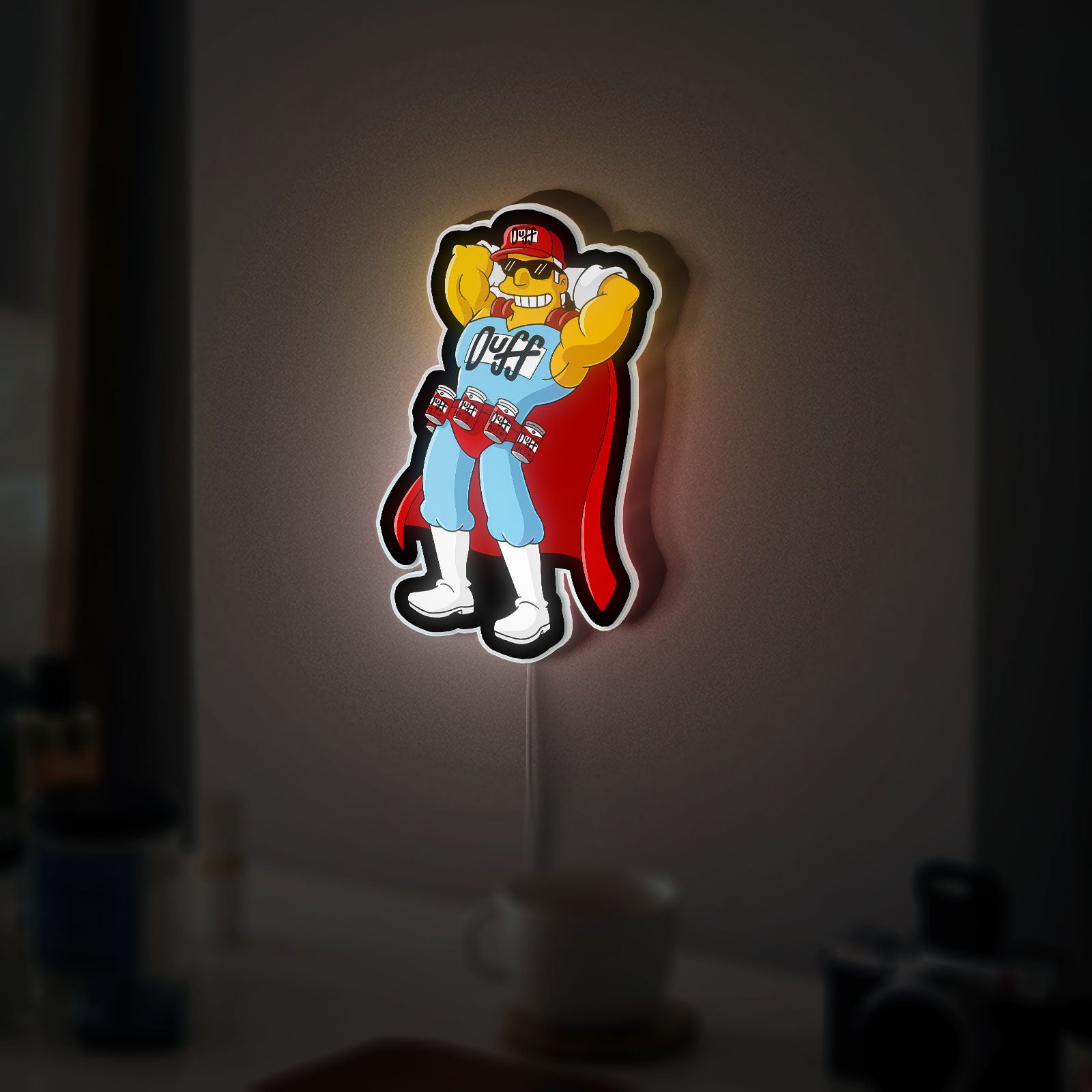 Duffman 3D Light Box - The Simpsons Beer LED Night Light, Cool Cartoon Bar Decor for Man Cave & Duff Fans 