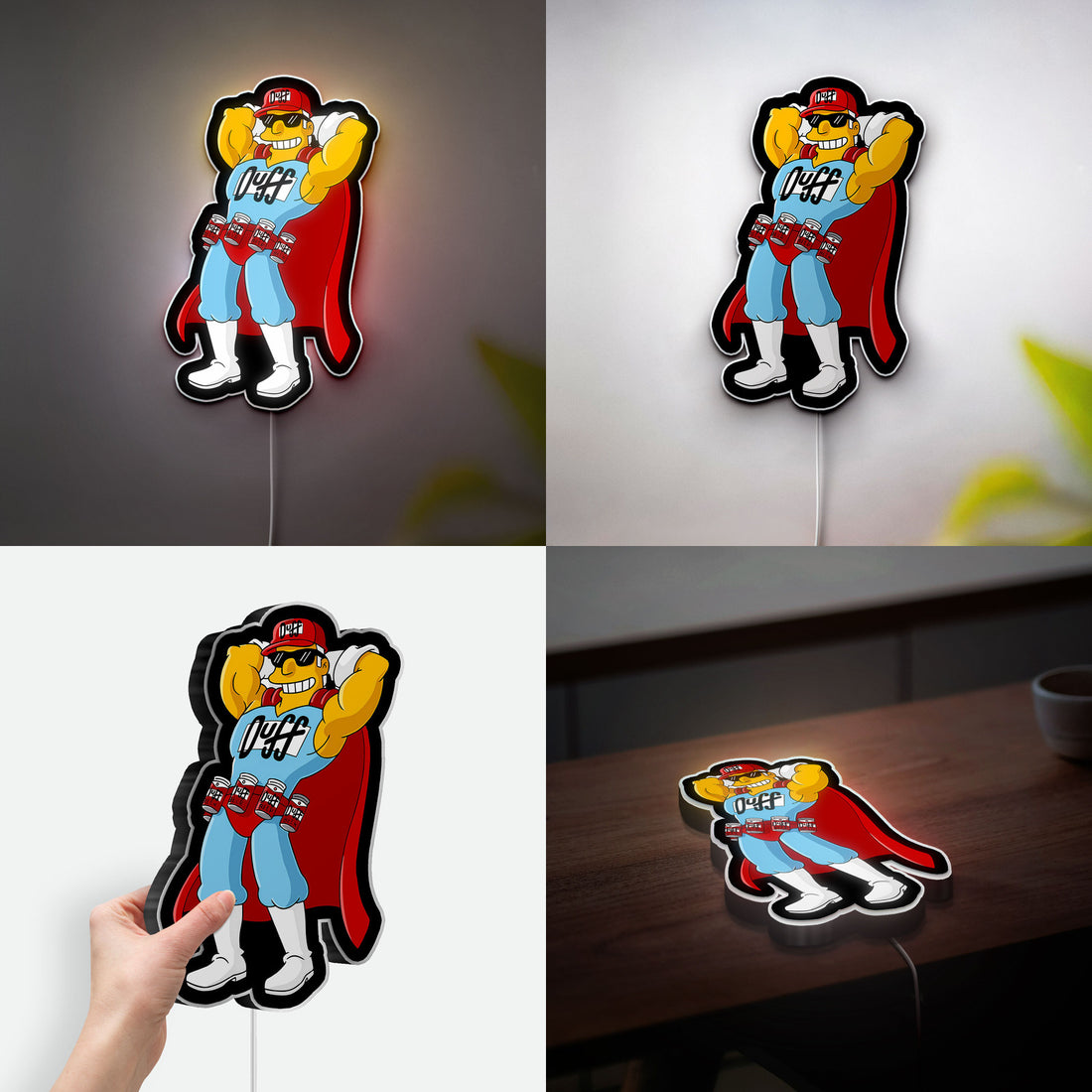 Duffman 3D Light Box - The Simpsons Beer LED Night Light, Cool Cartoon Bar Decor for Man Cave & Duff Fans 