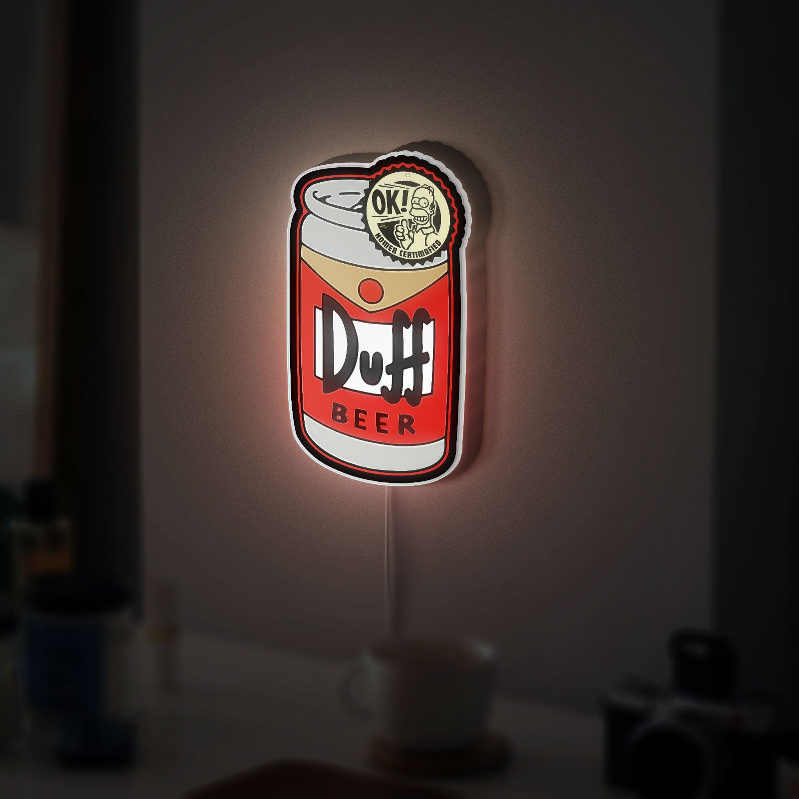 Duff Beer 3D Light Box - The Simpsons Inspired LED Night Light, Homer Simpson Bar Decor for Man Cave & Fans 