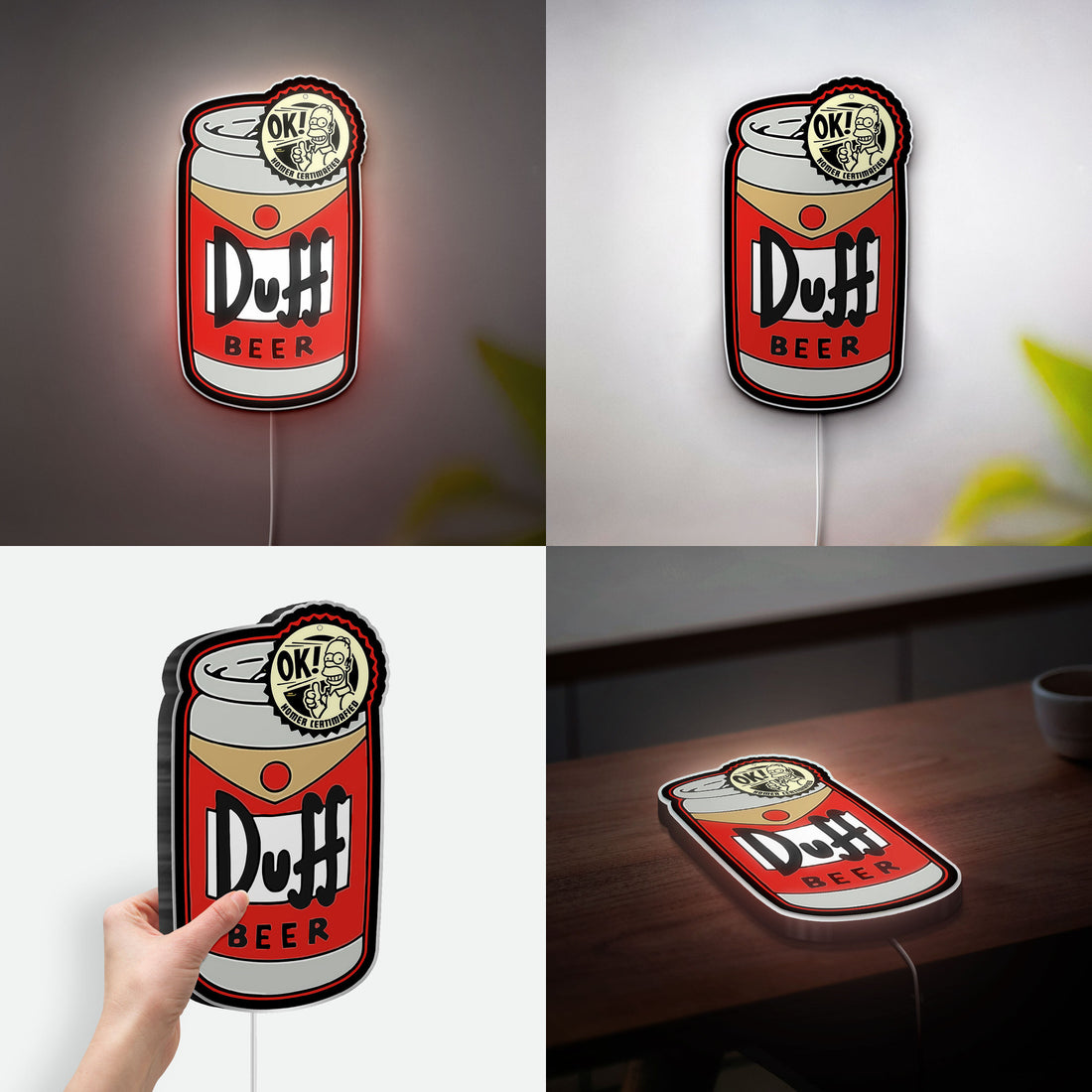 Duff Beer 3D Light Box - The Simpsons Inspired LED Night Light, Homer Simpson Bar Decor for Man Cave & Fans 
