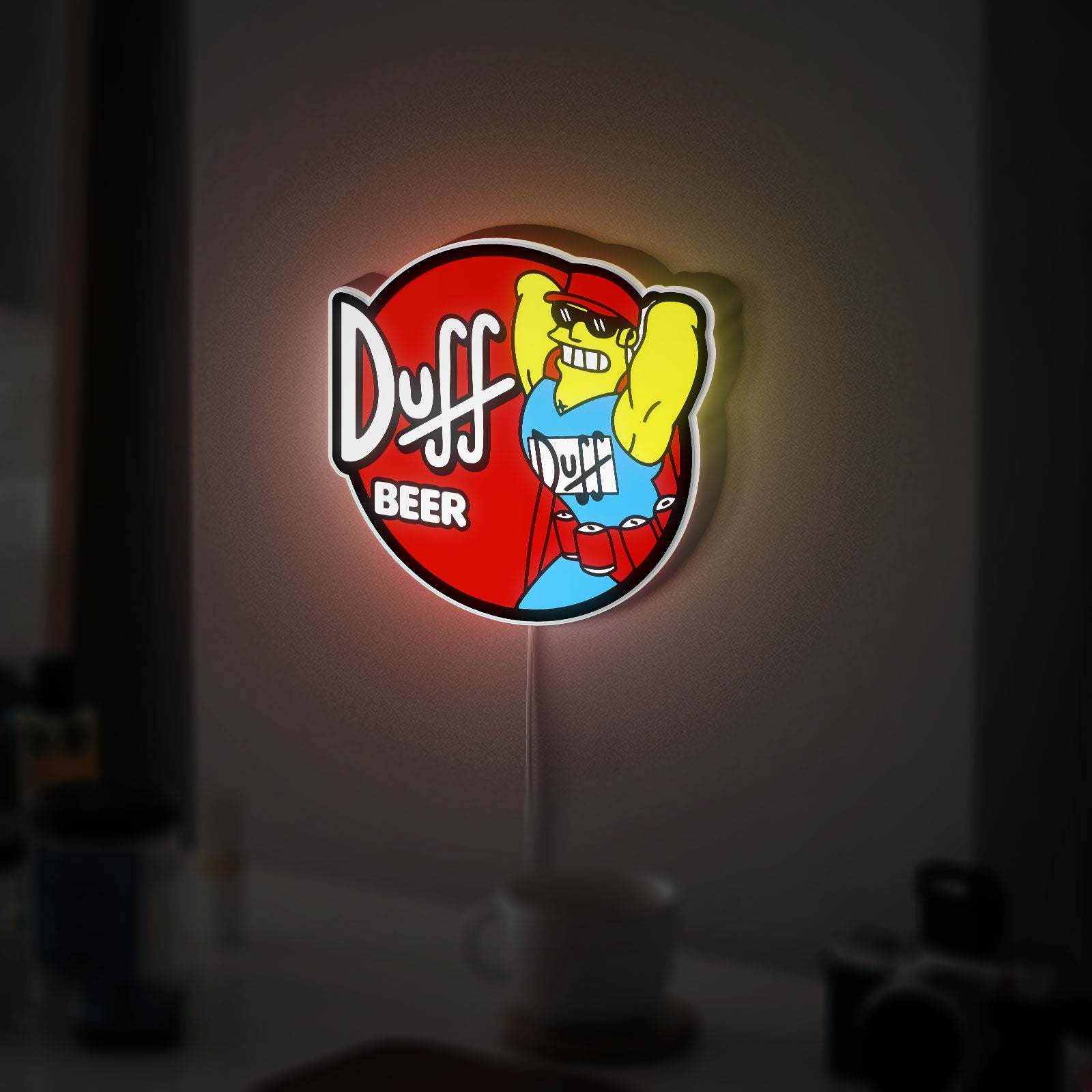 Duffman 3D Light Box - The Simpsons Beer LED Night Light, Cool Cartoon Decor for Man Cave & Bar Room 