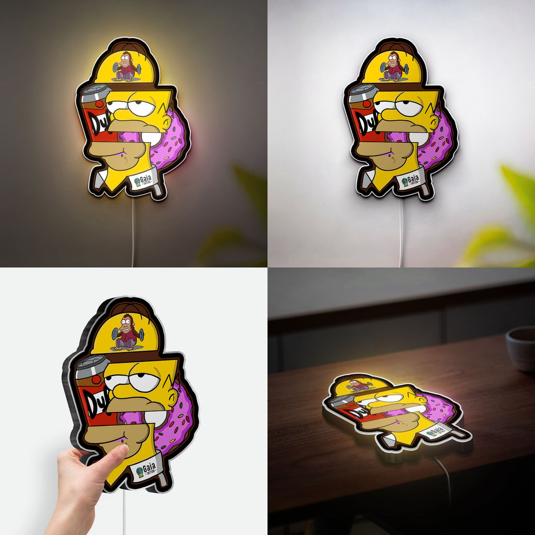 The Simpsons 3D Light Box - Homer Simpson LED Night Light, Cartoon Character Decor for Fans, Retro TV Show Inspired Room Lighting
