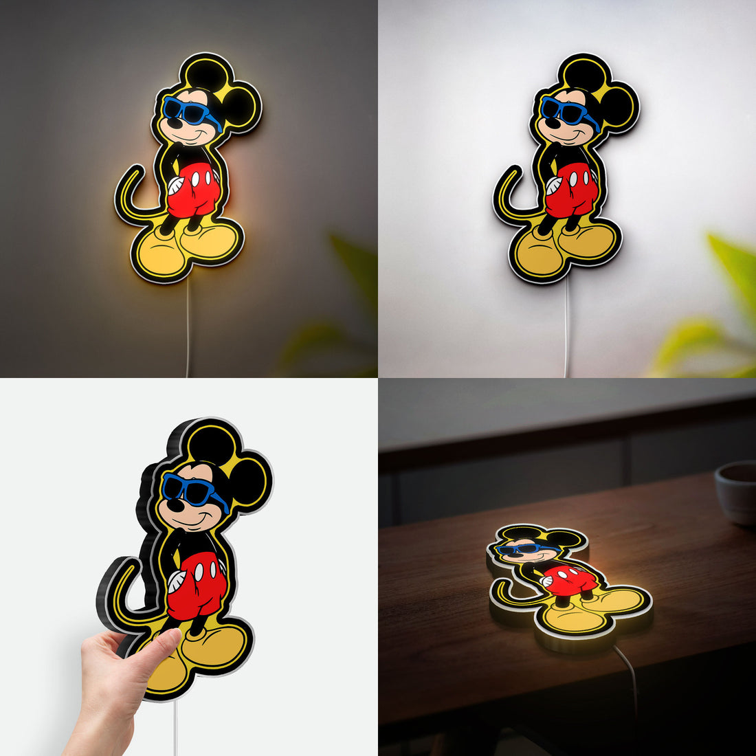 Mickey Mouse Summer 3D Light Box - Retro Disney Cartoon LED Night Light, Beach Vacation Decor for Disney Fans 