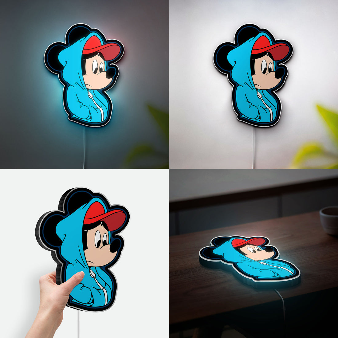 Mickey Mouse 3D Light Box - Disney Cartoon LED Night Light, Retro Character Decor for Kids Room & Disney Fans 
