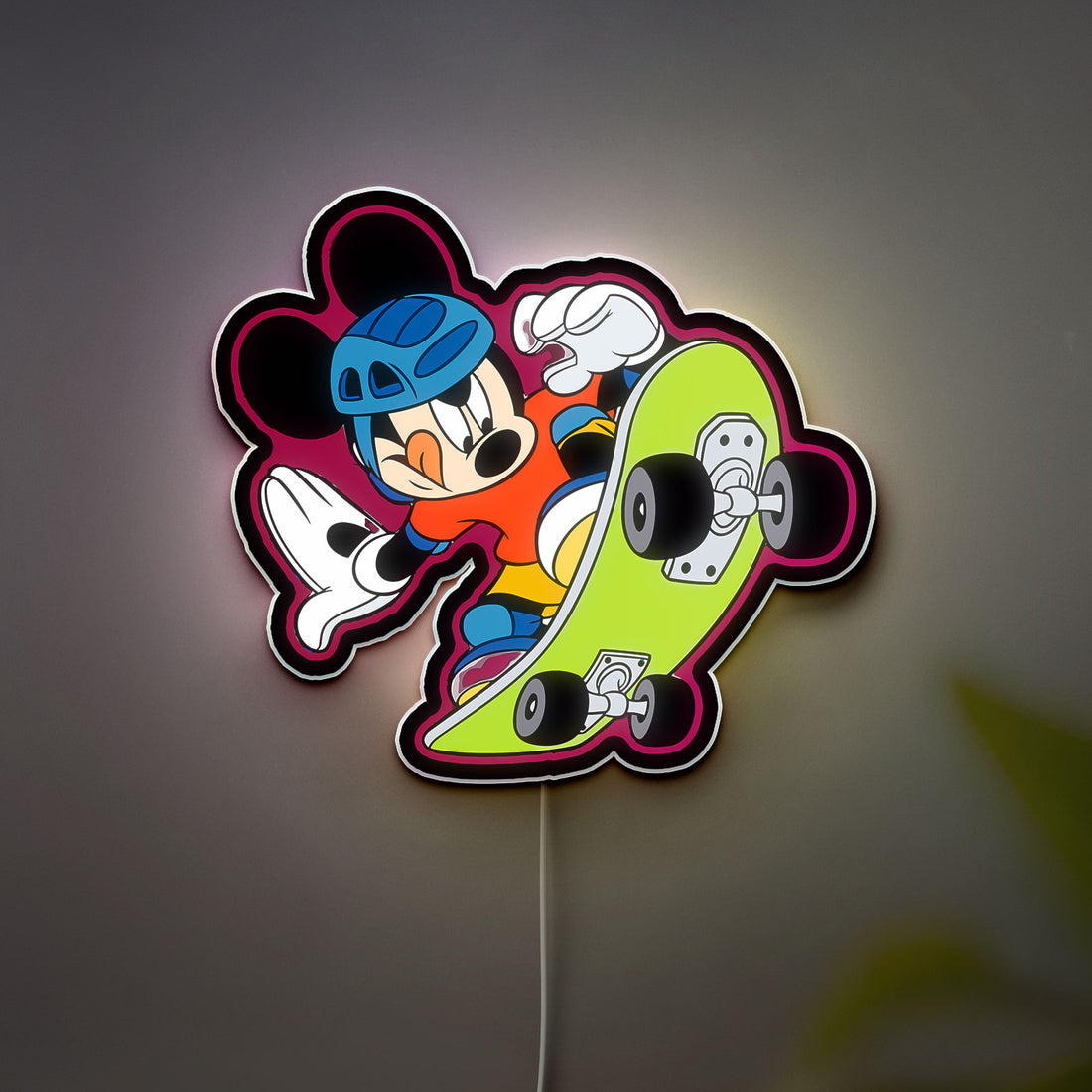 Mickey Mouse Skateboarding 3D Light Box - Disney Cartoon LED Night Light, Fun Sports Decor for Kids Room, Goofy Gift for Disney Fans 