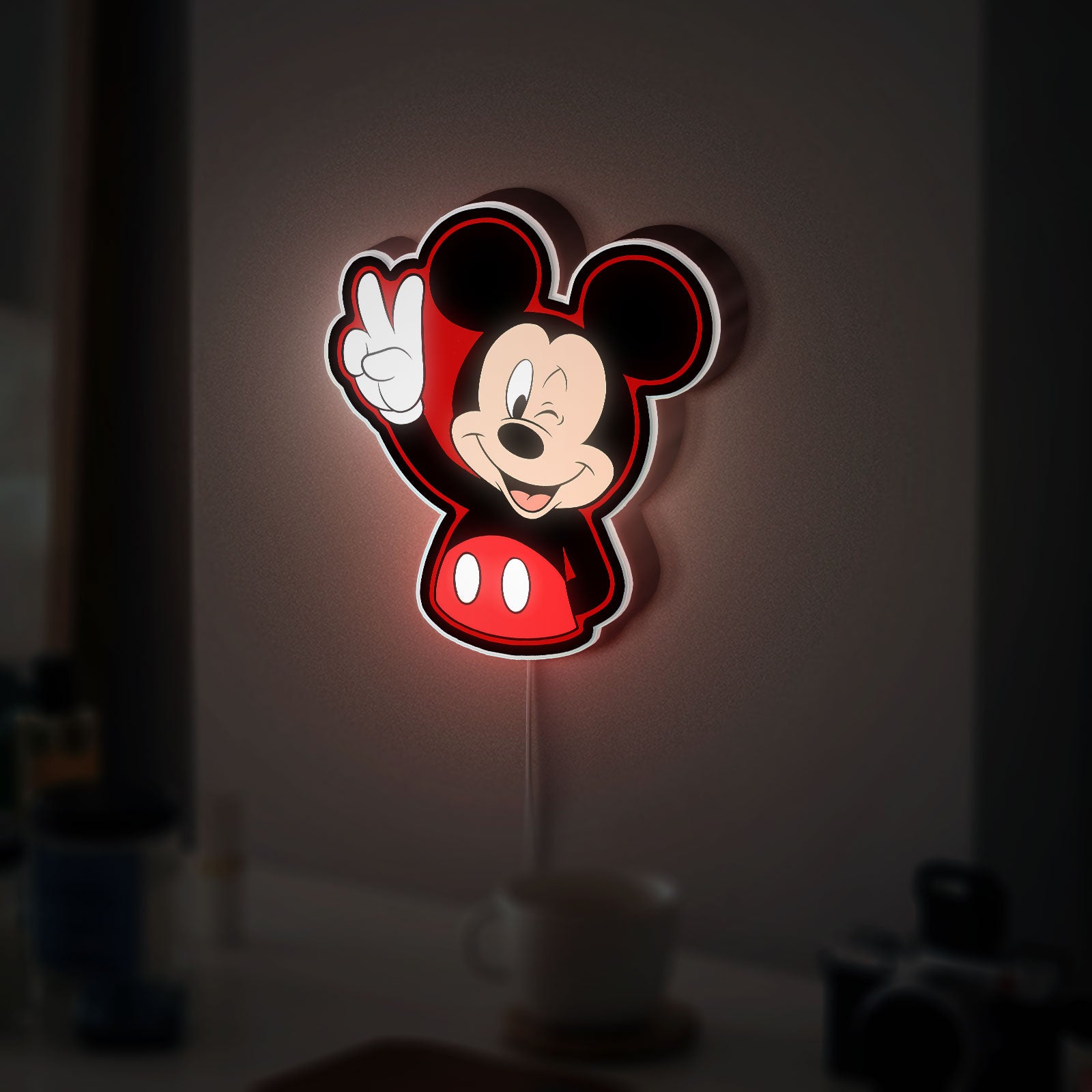 Mickey Mouse 3D Light Box - Classic Disney Character LED Night Light, Cartoon Wall Decor for Kids Room & Disney Fans 