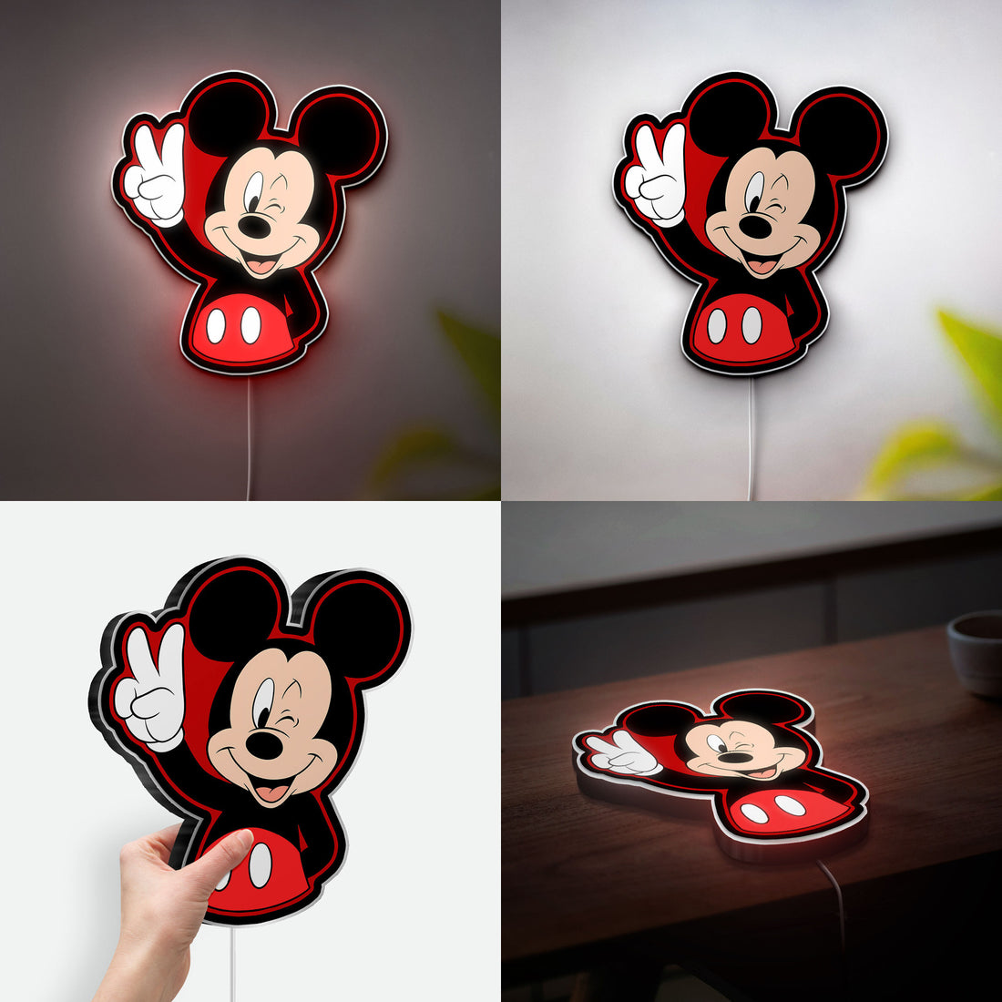 Mickey Mouse 3D Light Box - Classic Disney Character LED Night Light, Cartoon Wall Decor for Kids Room & Disney Fans 