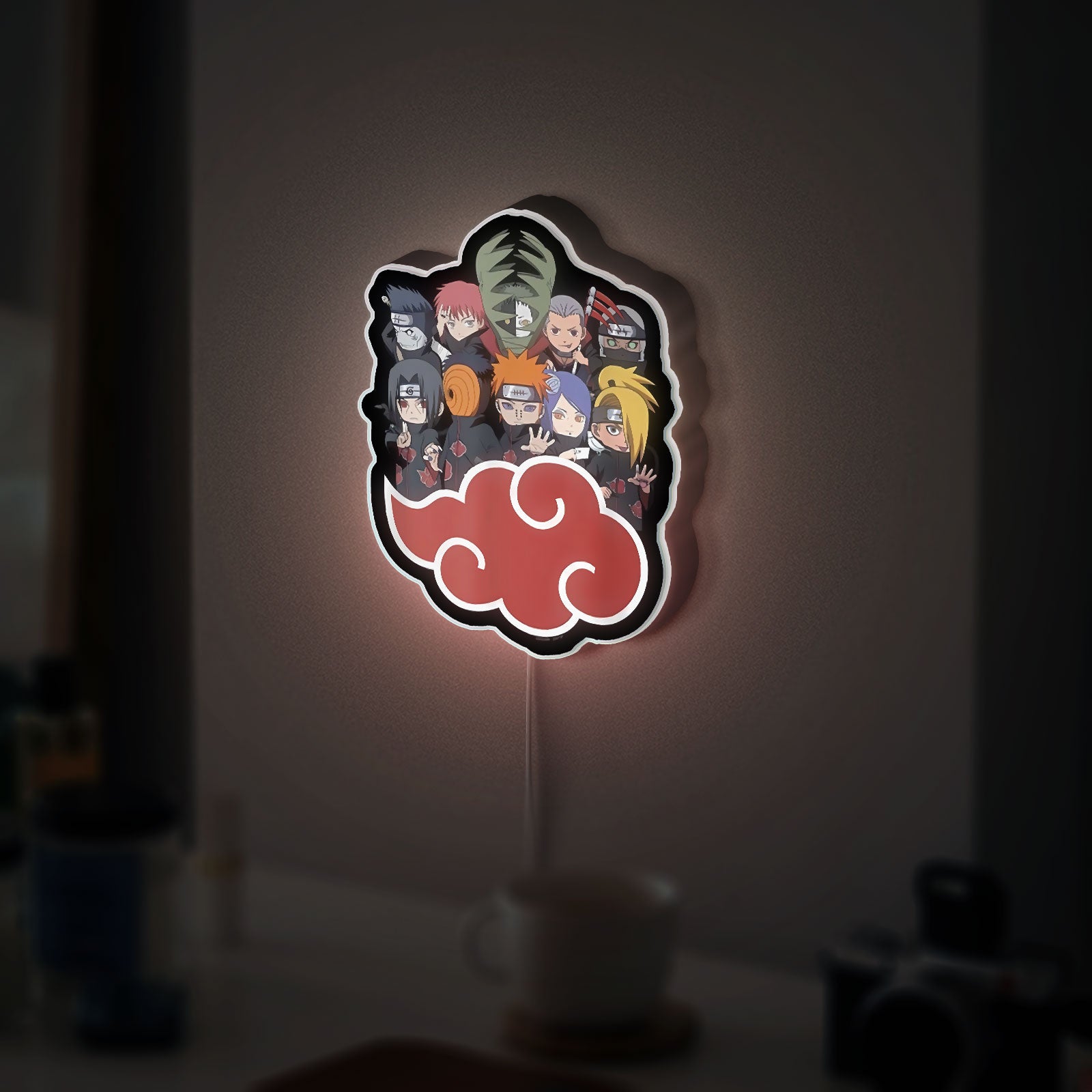 Naruto Akatsuki 3D Light Box - Anime LED Night Light with Cloud Symbol, Perfect Gift for Naruto Shippuden Fans and Anime Lovers
