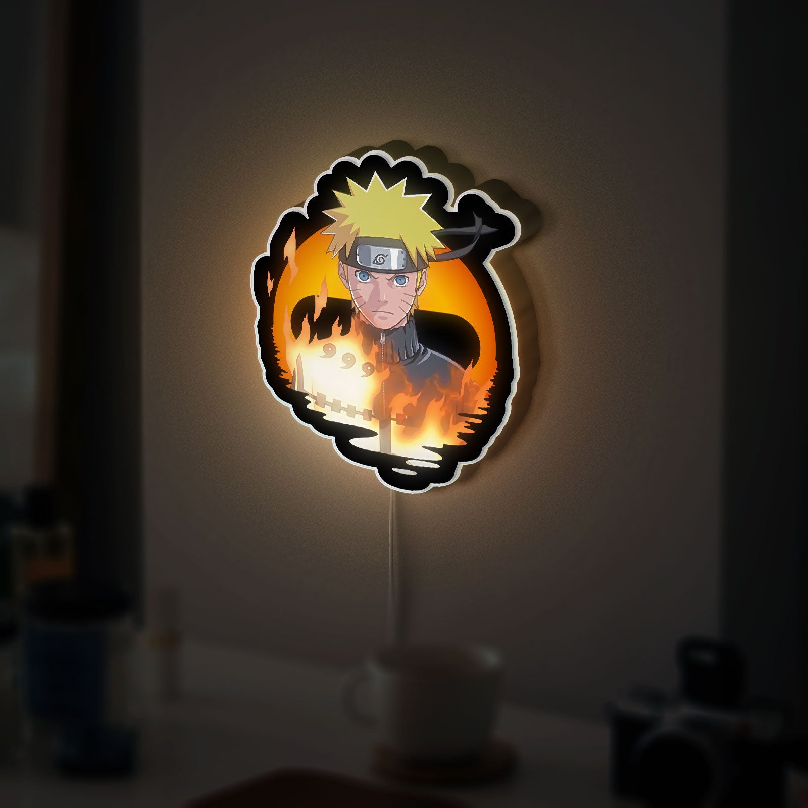 Naruto Kurama Chakra 3D Light Box - Glowing Anime LED Night Light, Uzumaki Inspired Decor for Ninja Fans, Unique Manga Gift 