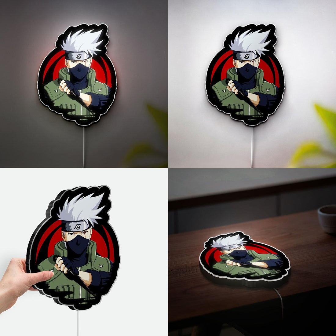 Kakashi Hatake Sharingan 3D Light Box - Anime LED Night Light, Naruto Character Decor for Ninja Fans 
