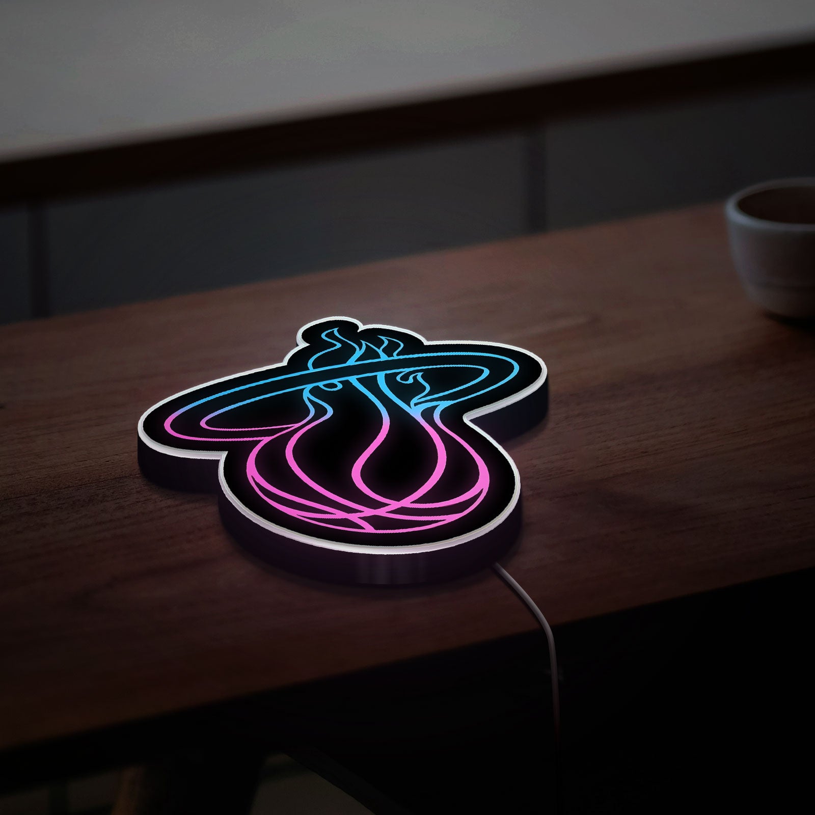 Miami Heat LED Sign - NBA Team Logo Light Box, Glowing Wall Decor for Basketball Fans & Man Cave 