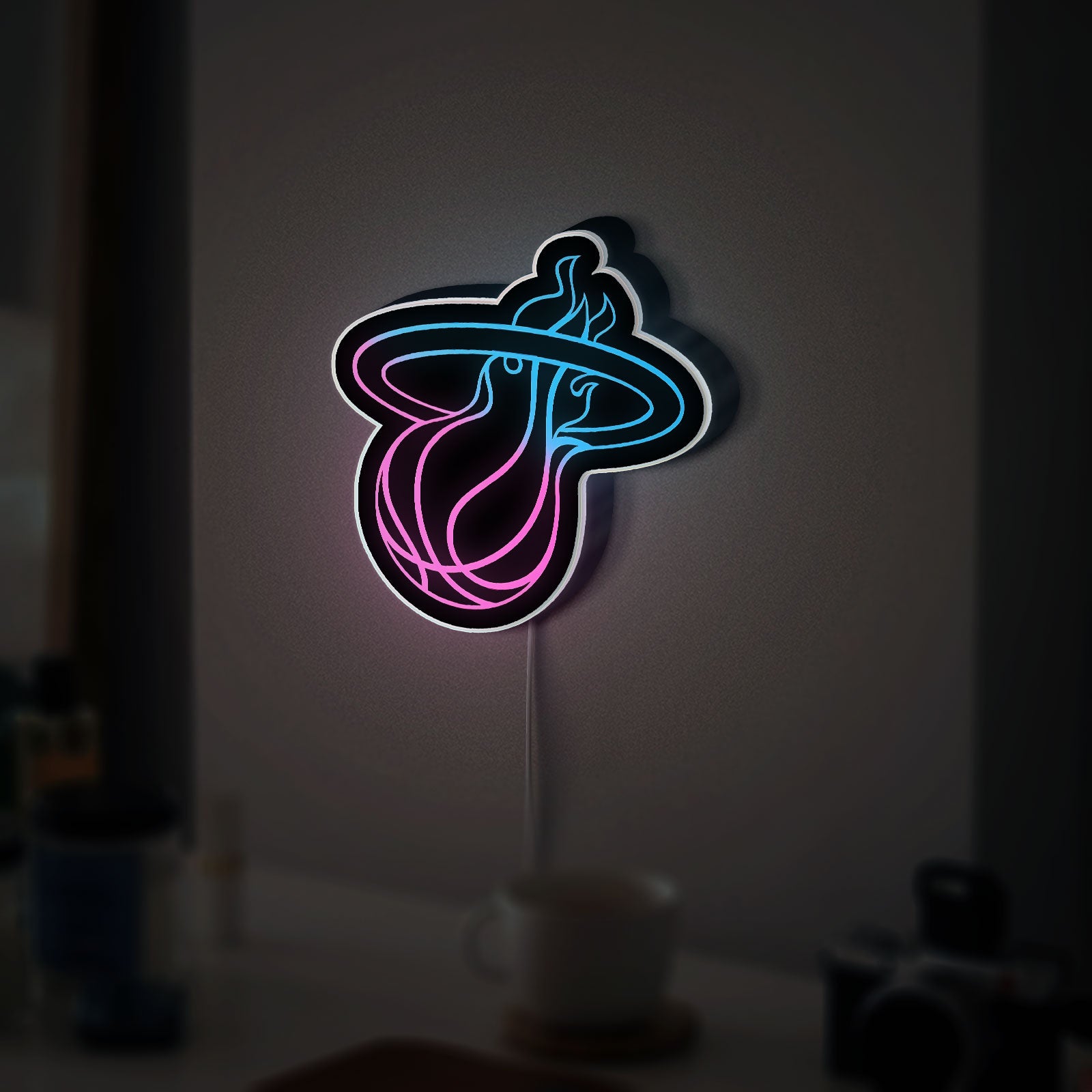 Miami Heat LED Sign - NBA Team Logo Light Box, Glowing Wall Decor for Basketball Fans & Man Cave 