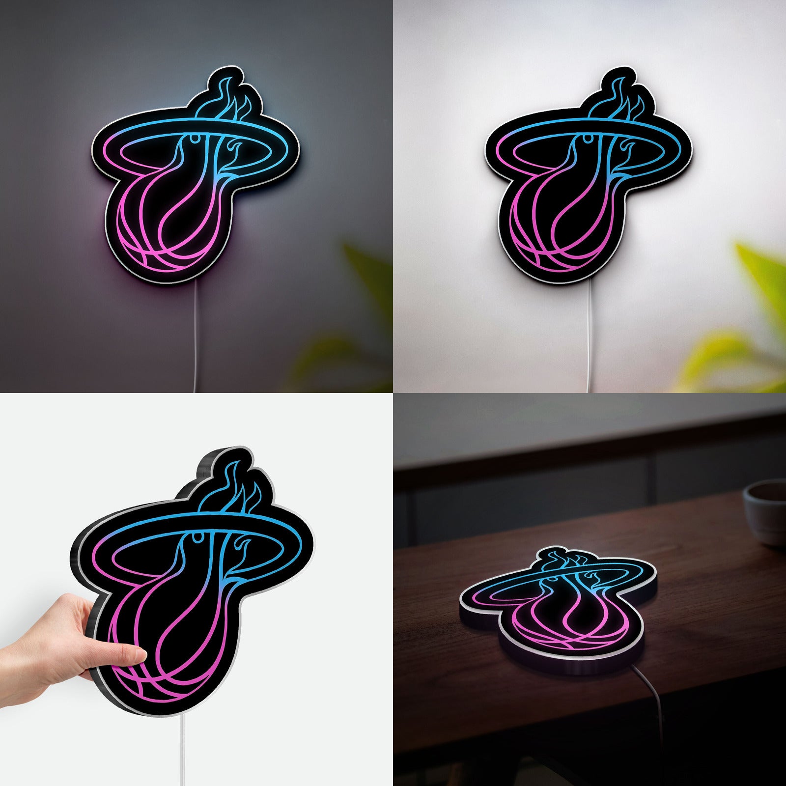 Miami Heat LED Sign - NBA Team Logo Light Box, Glowing Wall Decor for Basketball Fans & Man Cave 