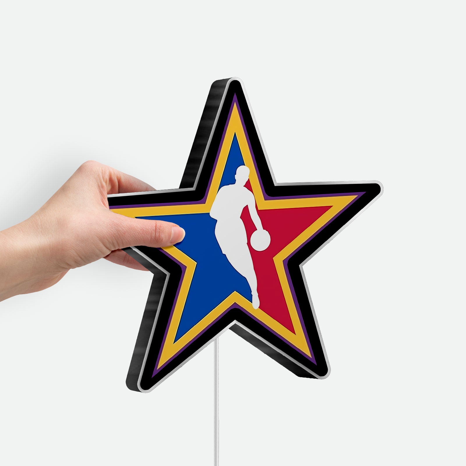 NBA All-Star Game 3D Light Box - Basketball Logo LED Night Light, Sports Fan Room Decor, Perfect Gift for NBA Enthusiasts 