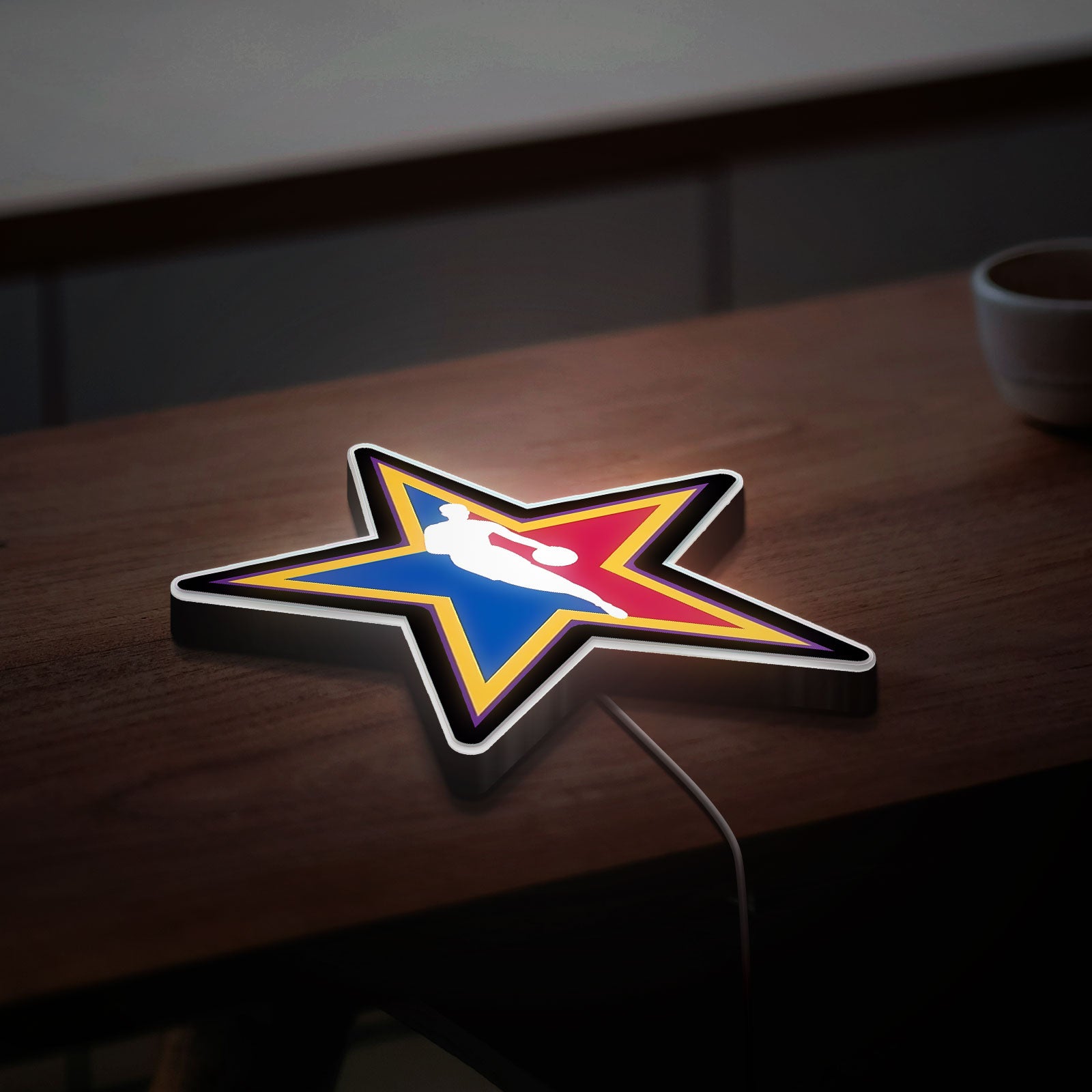 NBA All-Star Game 3D Light Box - Basketball Logo LED Night Light, Sports Fan Room Decor, Perfect Gift for NBA Enthusiasts 